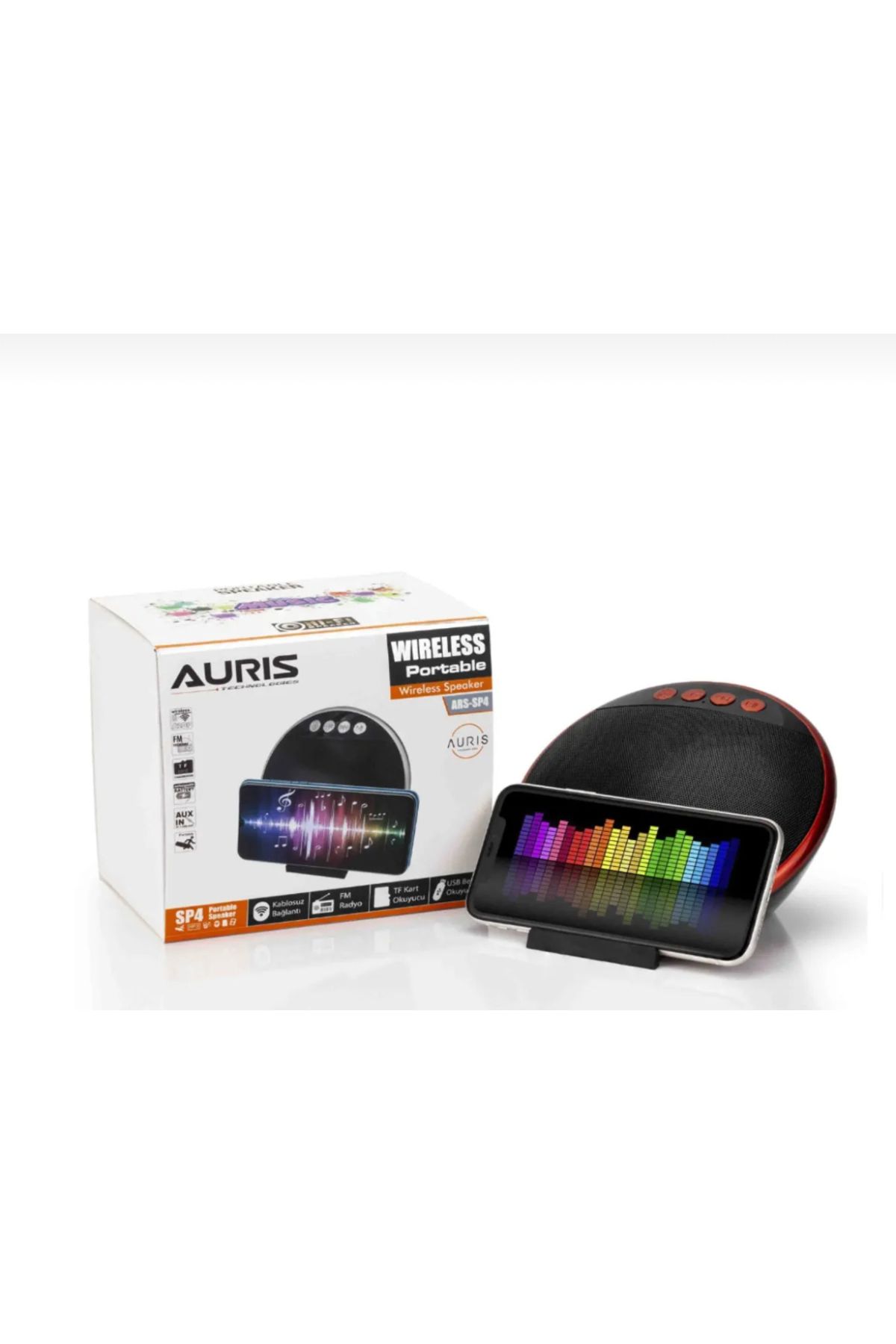 1000 çeşit hediye dünyası Auris sp4 bluetooth hoparlör fm radyolu usb ve tf kart aux girişli kablosuz ses bombası müzik çalar