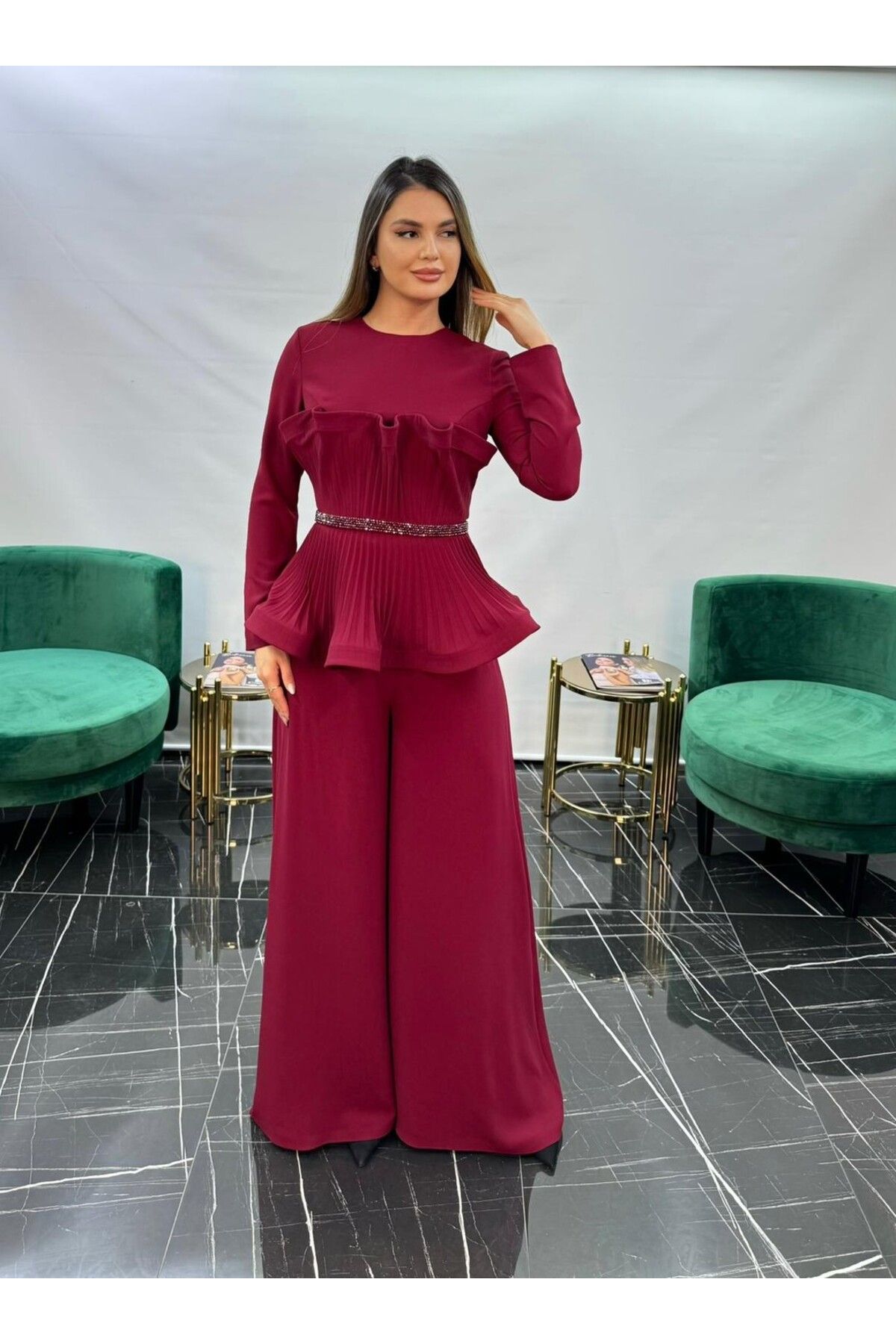 White Corner 3257 KEMERİ TAŞ DETAYLI TAKIM