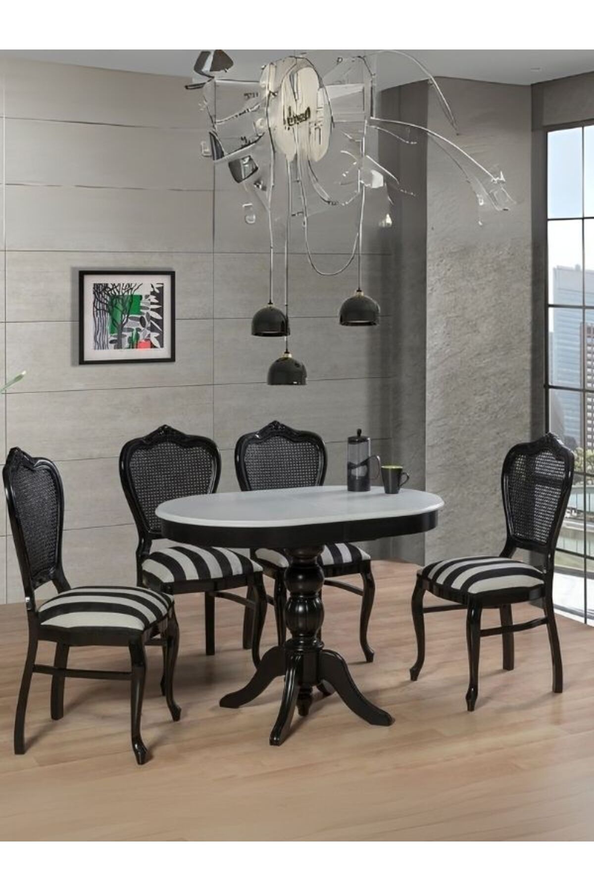 Gazzini Furniture Rika Baba Ayak Oval Açılır Masa 90x130