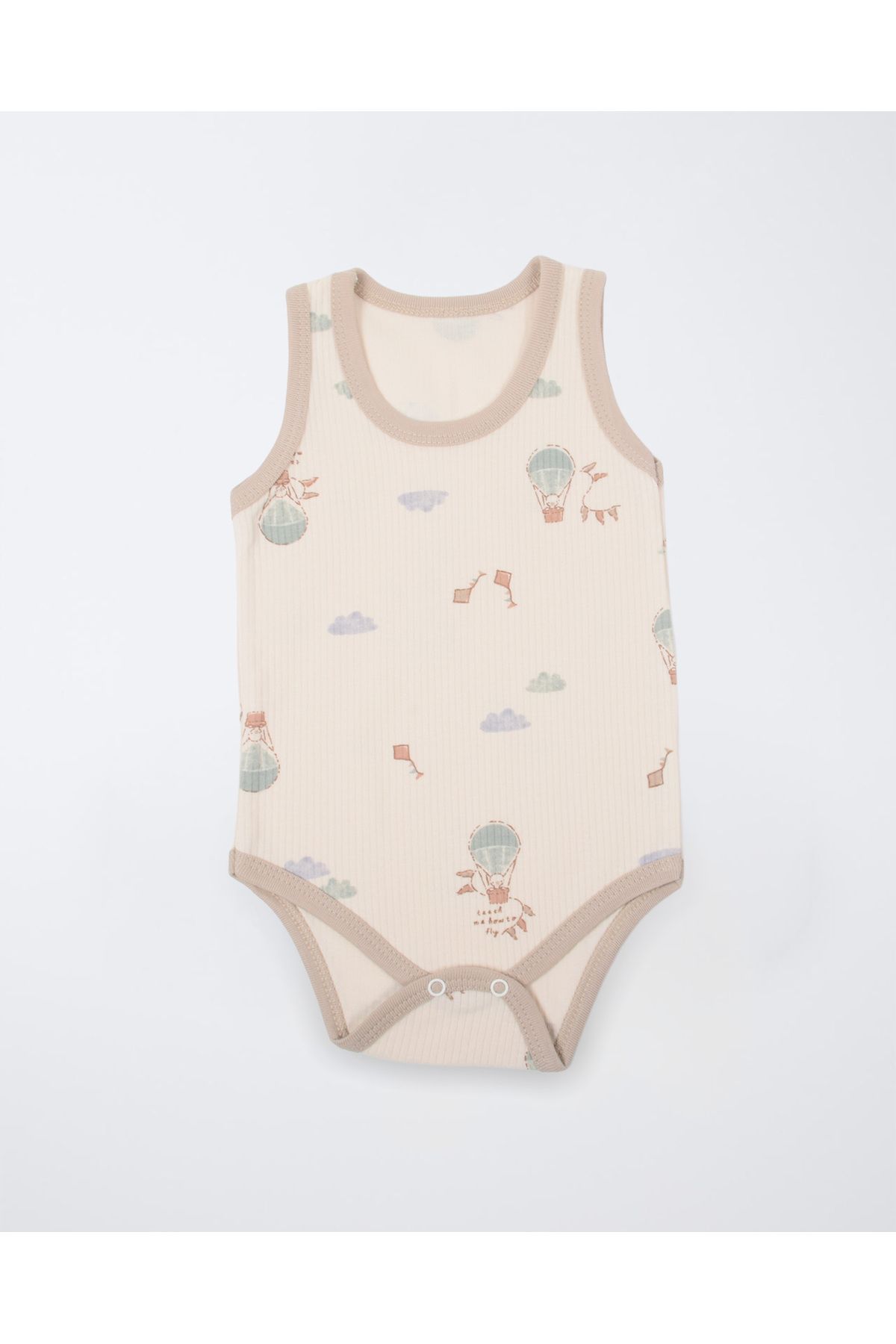 Emsun Erkek Bebek Vizon Desenli Çıtçıtlı Atlet Body - 0-3 Ay (56-62cm)
