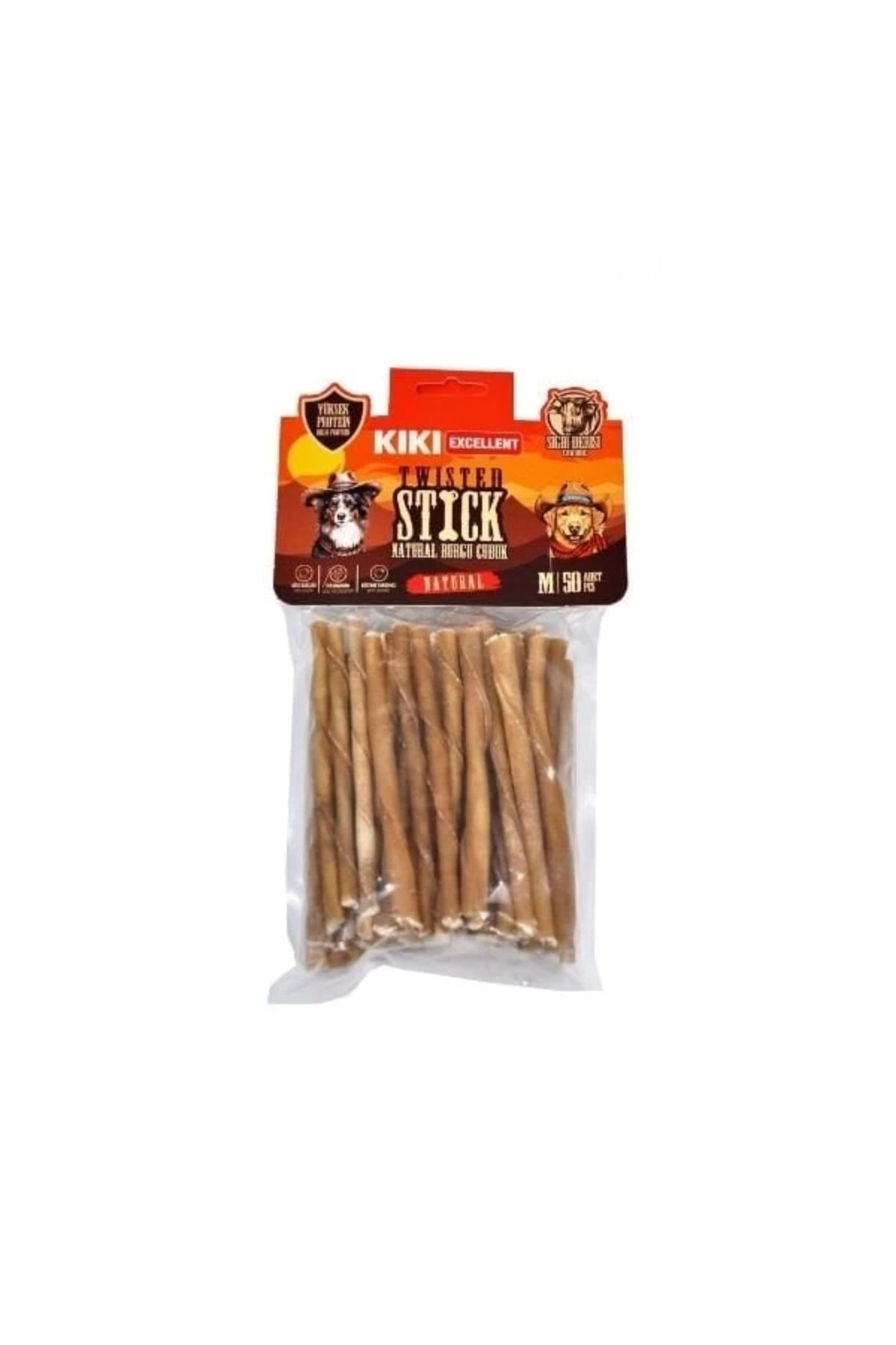 Generic Kiki Excellent Sığır Derisinden Naturel Burgu Çubuk Kemik Köpek Ödülü 50 Adet