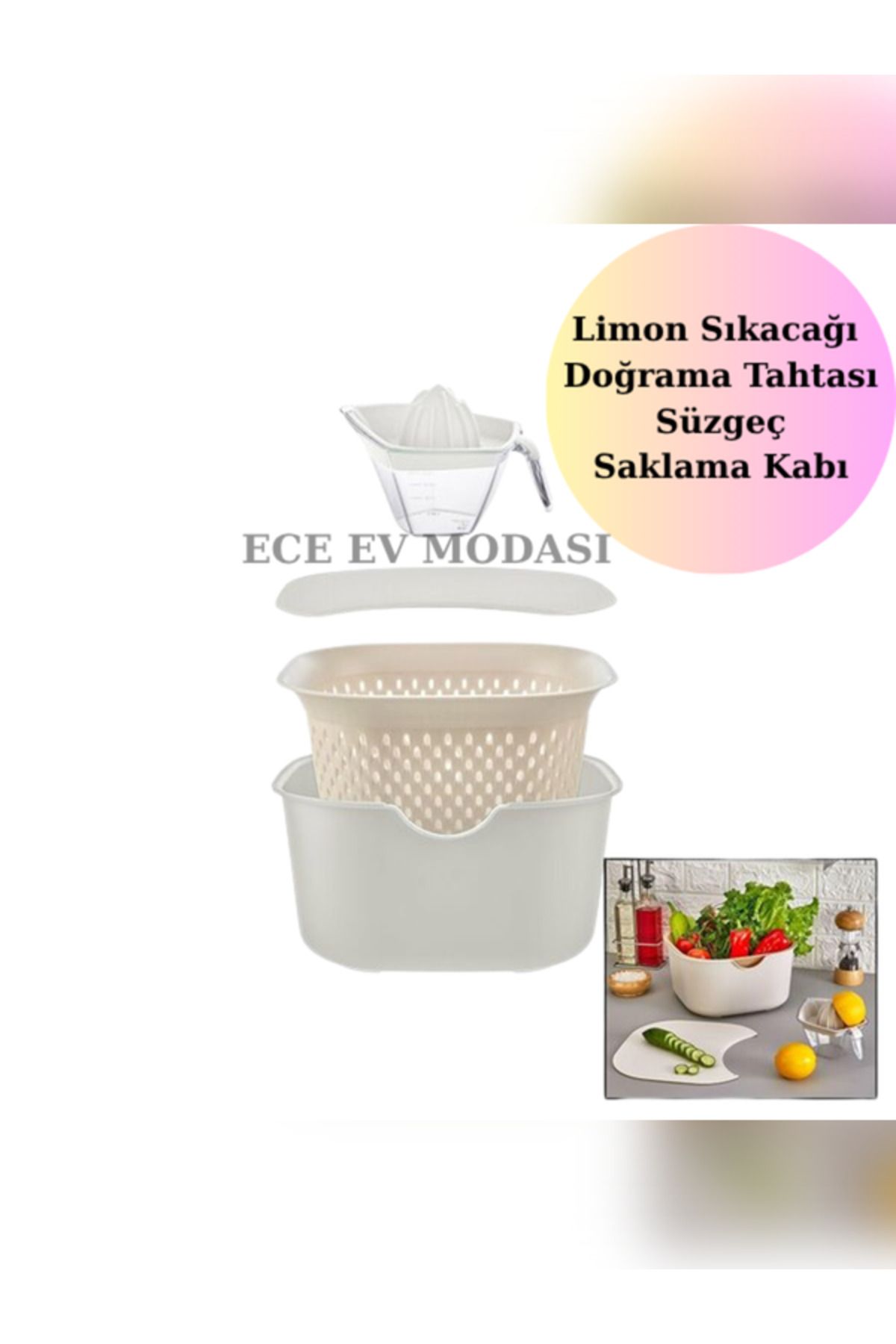EceAksesuar Fonksiyonel Saklama Kabı Seti 4 Parça