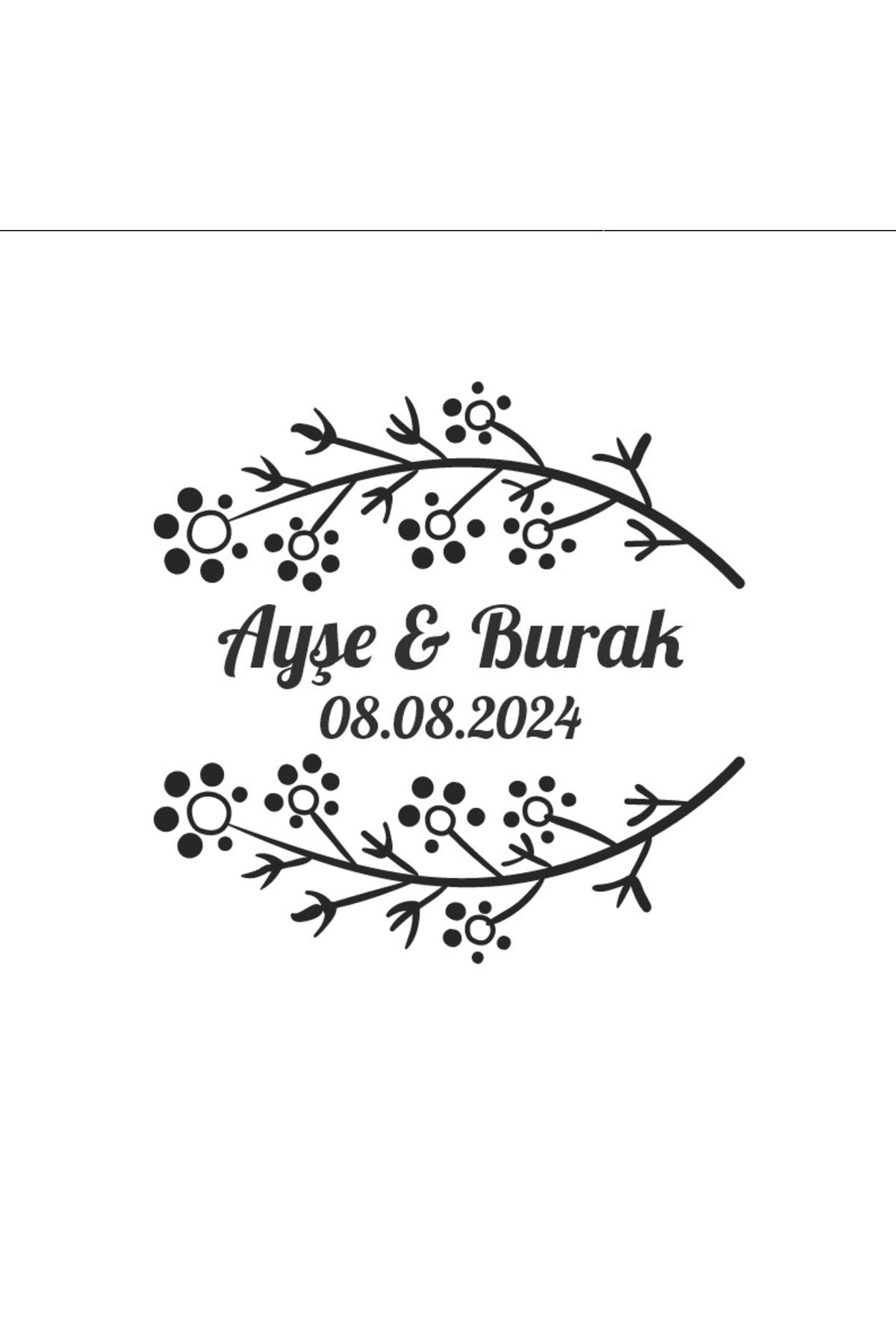 Reysa Tasarım Kış Yapraklı ve Meyveli Dikdörtgen Etiket Kına Nişan Düğün 3x3 cm özel etiket / 50 adet sticker