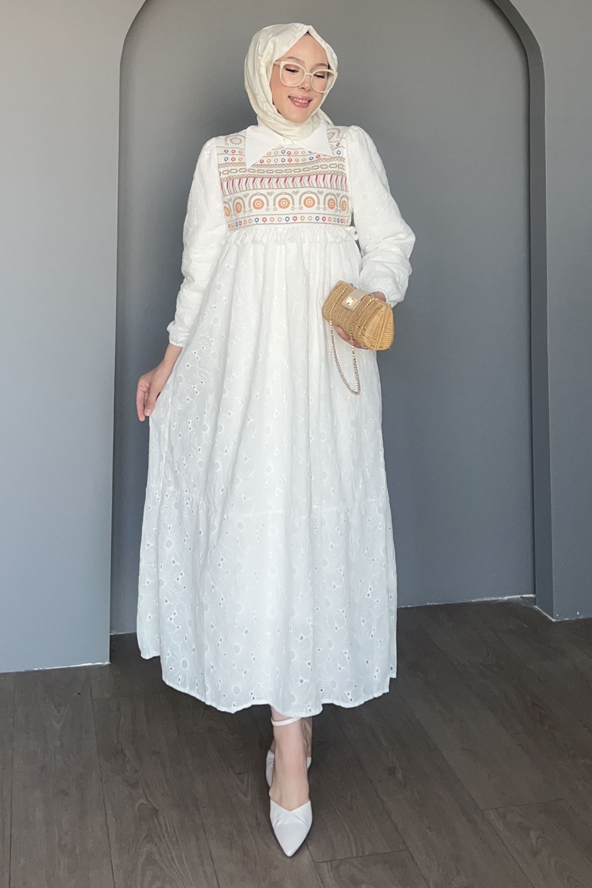Saklı Butik Etnik Nakışlı Fisto Elbise BST-8481