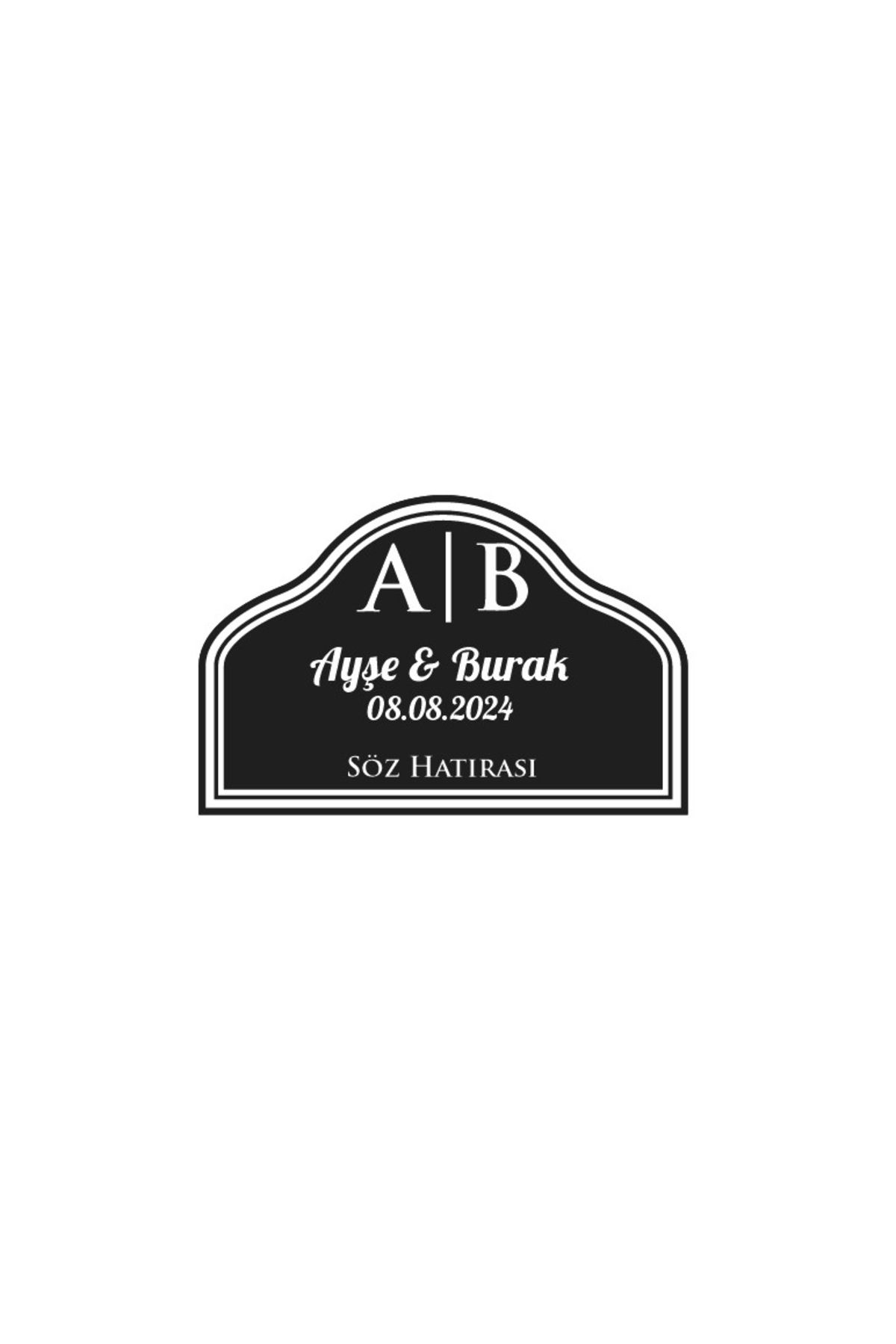 Reysa Tasarım Kemerli Düz Dikdörtgen Mühür Kına Nişan Düğün 3x3 cm özel etiket / 50 adet sticker