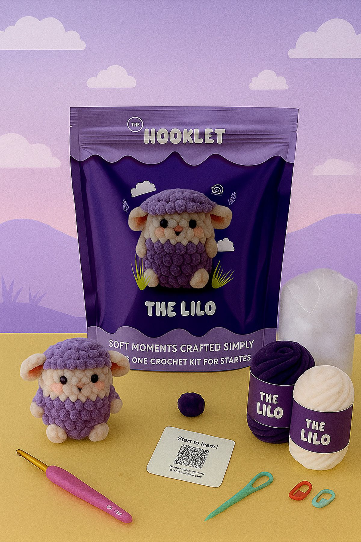 The Hooklet The Lilo, Kuzu Amigurumi Tığ Kiti, Tığ işi Amigurumi, Amigurumi Örgü Seti, Örgü Kiti