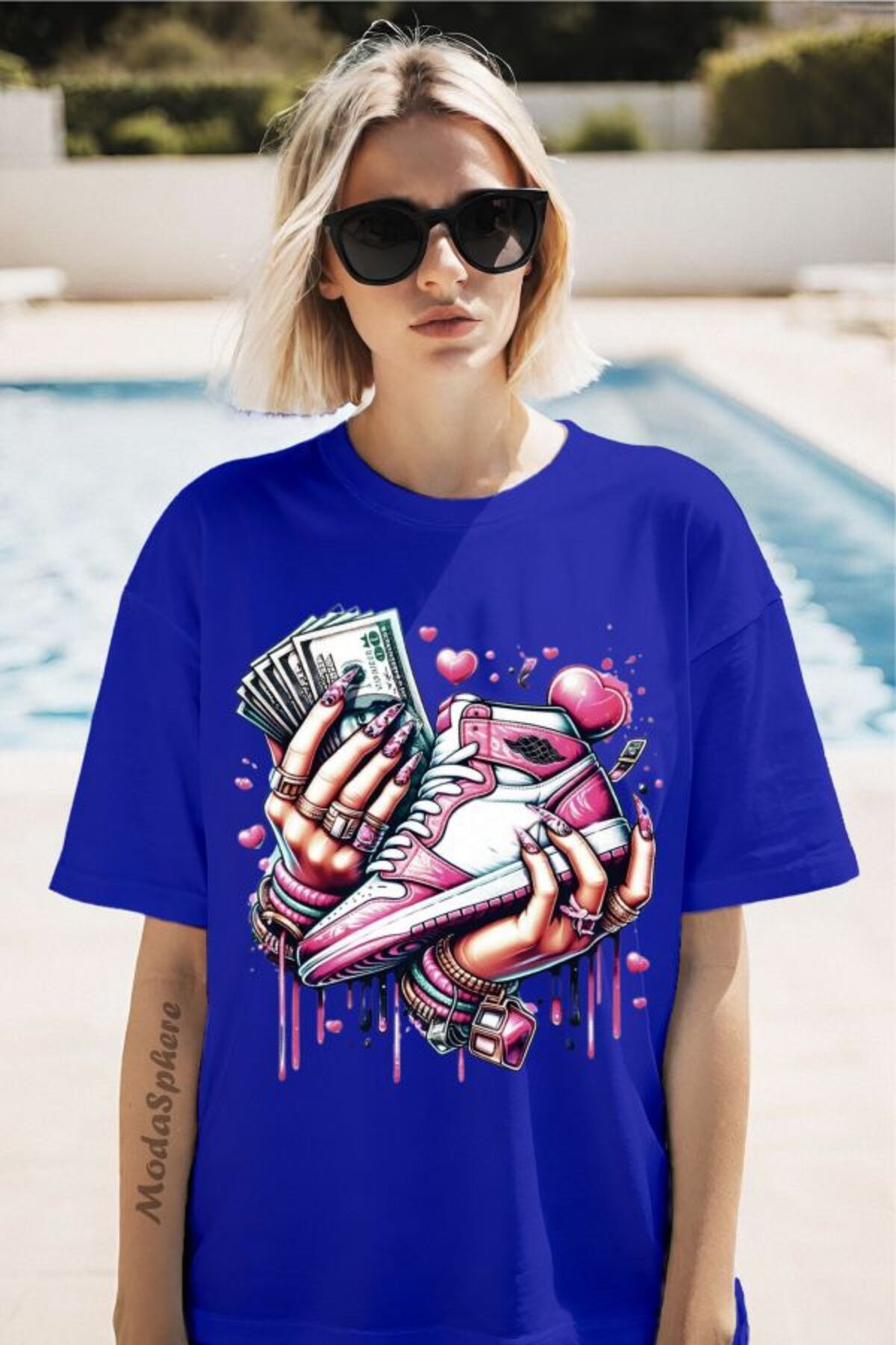 ModaSphere Para Baskılı Unisex Oversize Tişört