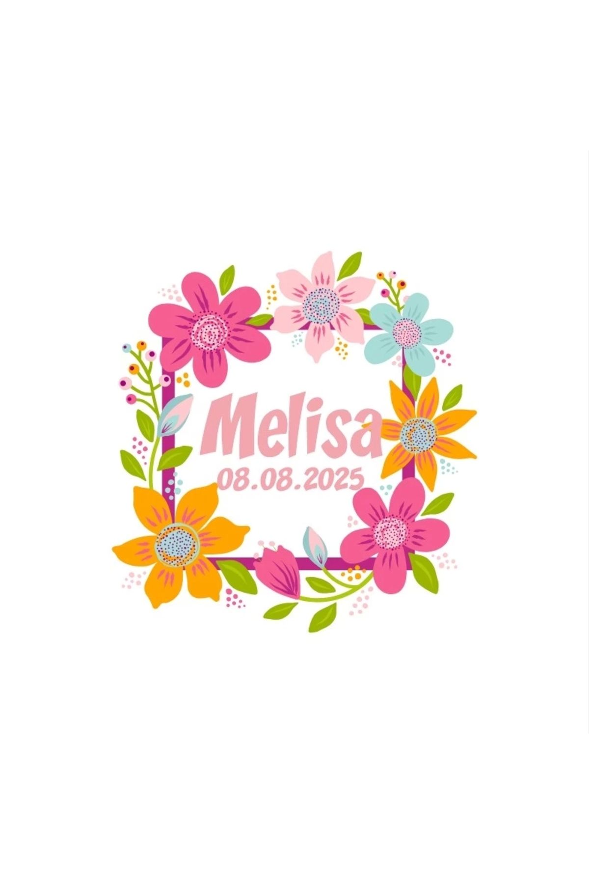 Reysa Tasarım Orta Motifli Dikey Dikdörtgen Mühür Kına Nişan Düğün 3x3 cm özel etiket / 50 adet sticker