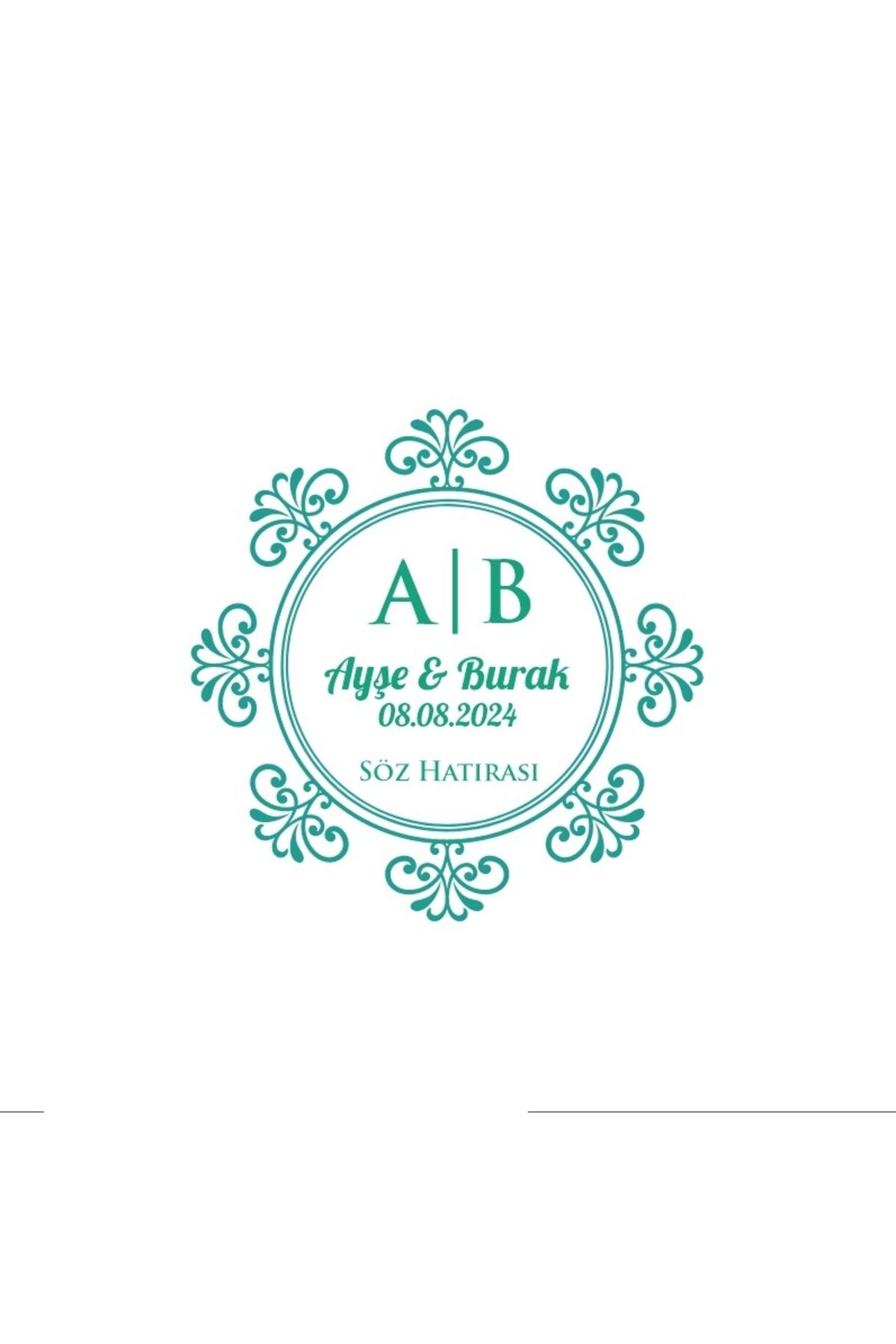 Reysa Tasarım İnce Çerçeveli Dikdörtgen Mühür Kına Nişan Düğün 3x3 cm özel etiket / 50 adet sticker