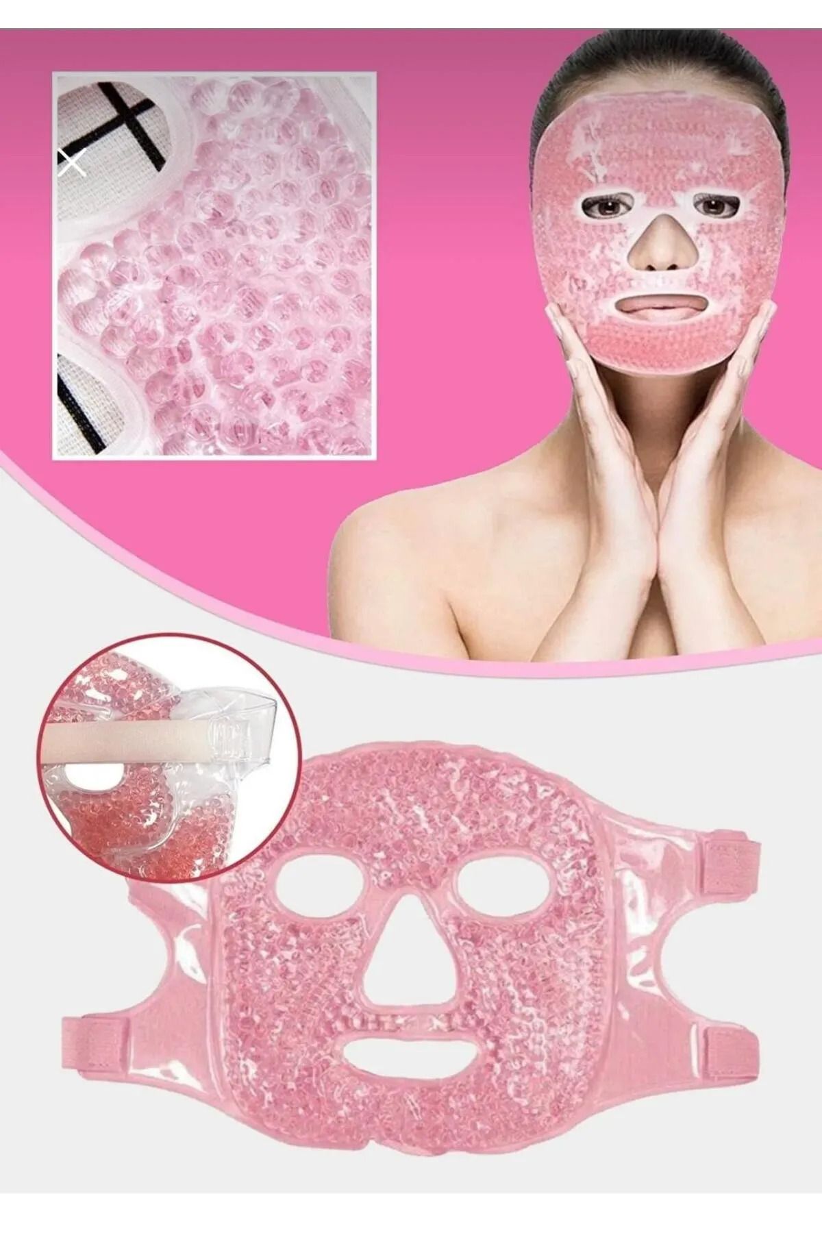 Fontenay Buz Jel Toplar Yüz Maskesi Soğuk Ve Sıcak Terapi Maskesi Pembe