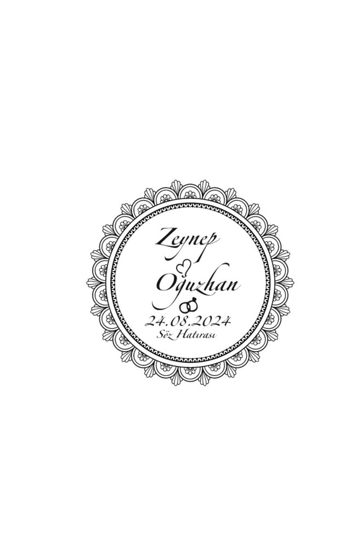 Reysa Tasarım Dişli Kenarlı Kare Mühür Kına Nişan Düğün 3x3 cm özel etiket / 50 adet sticker