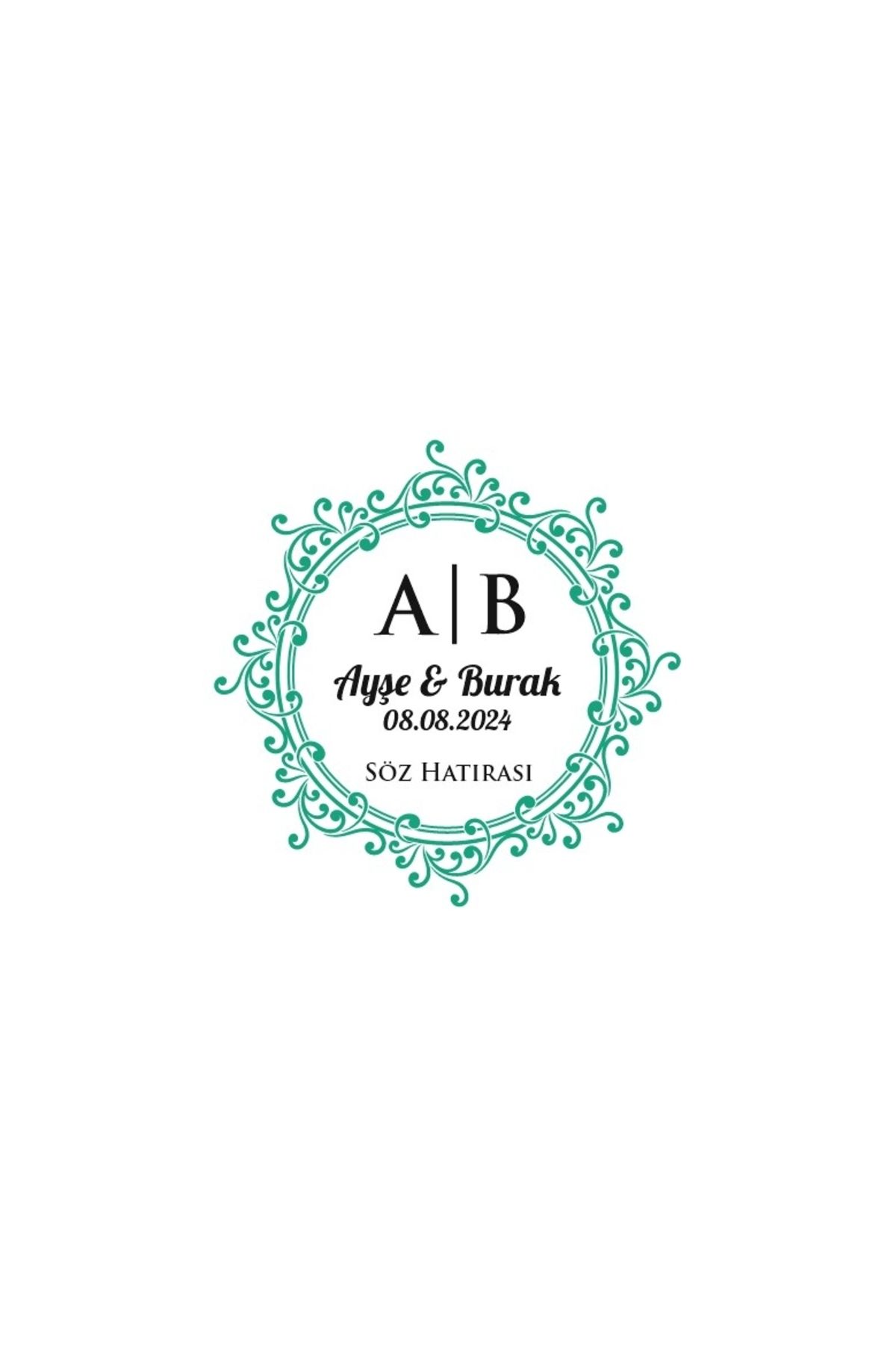 Reysa Tasarım Dişli Kenarlı Dikdörtgen Mühür Kına Nişan Düğün 3x3 cm özel etiket / 50 adet sticker