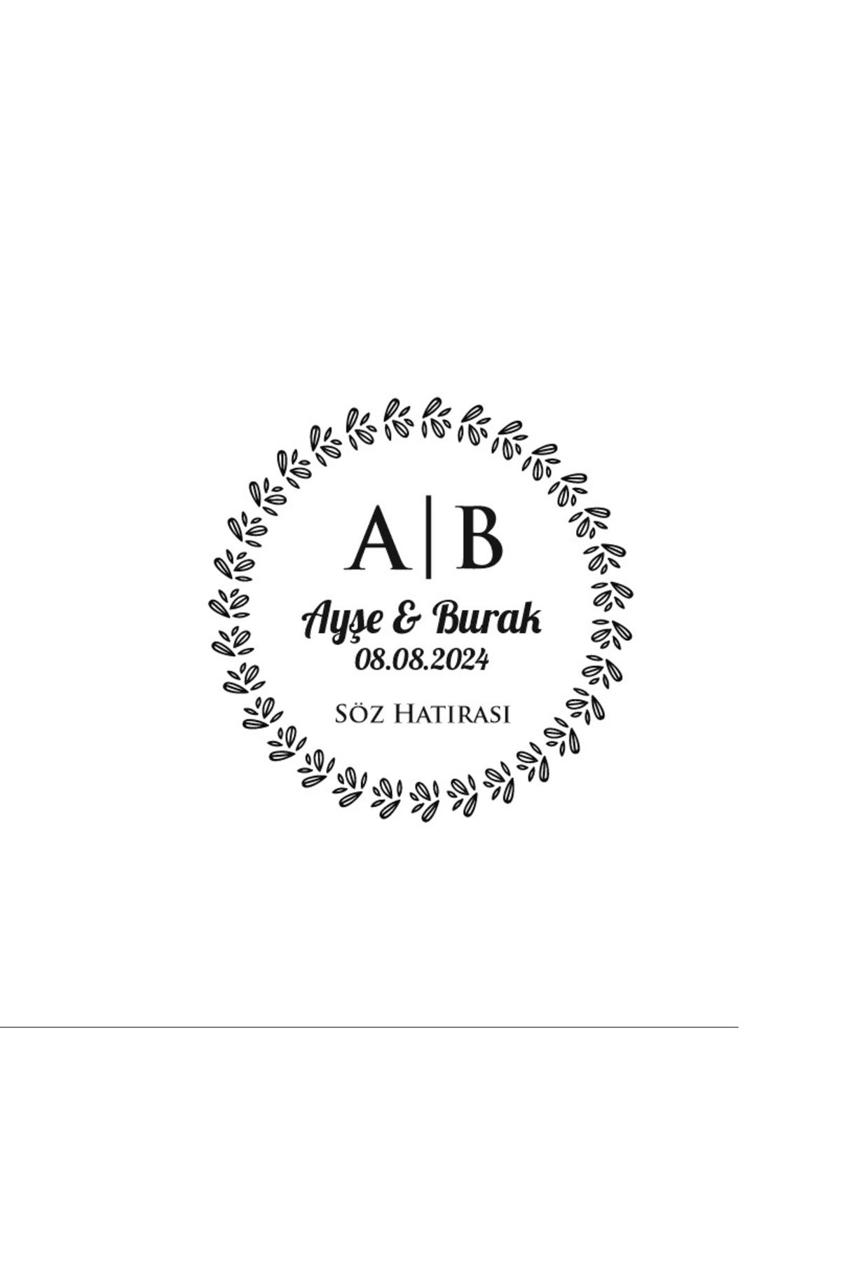 Reysa Tasarım Kemerli Kalın Çizgili Dikdörtgen Mühür Kına Nişan Düğün 3x3 cm özel etiket / 50 adet sticker