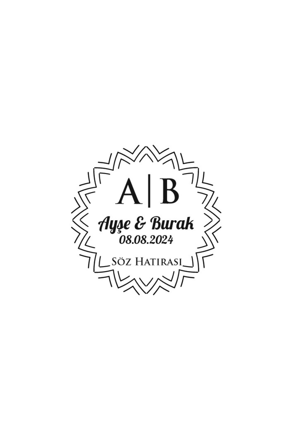 Reysa Tasarım Güneş Işını Desenli Yuvarlak Mühür Kına Nişan Düğün 3x3 cm özel etiket / 50 adet sticker