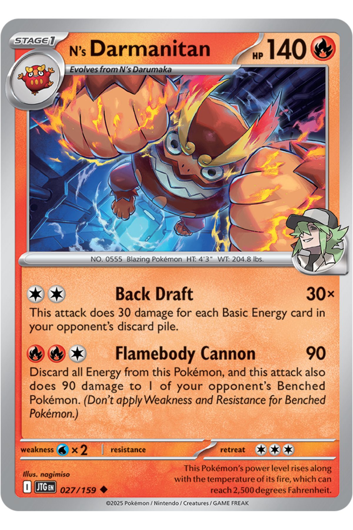 Pokemon TCG Pokemon Journey Together N's Darmanitan Orijinal Pokemon Kartı