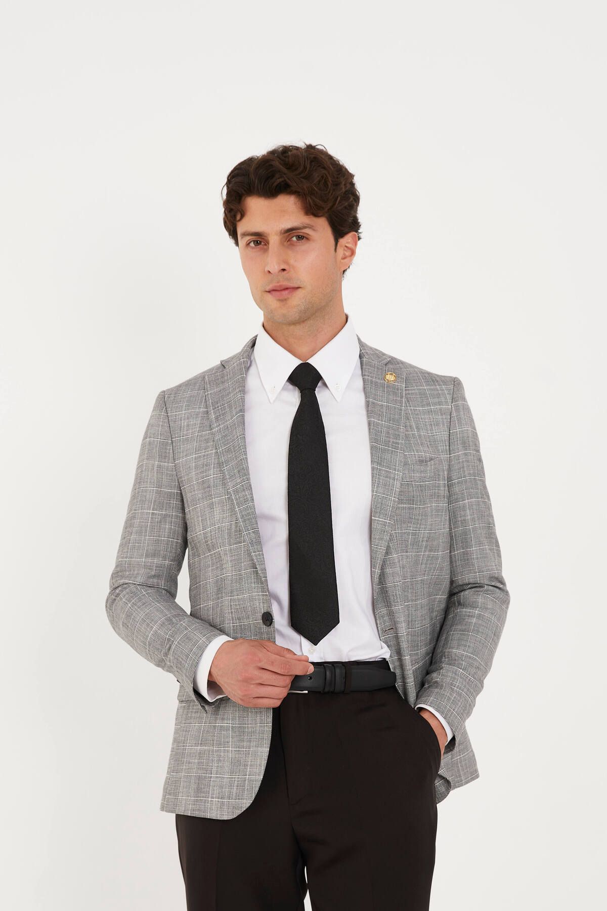 The Tailor Classics Geniş Ekoseli Çift Yırtmaçlı Blazer Ceket