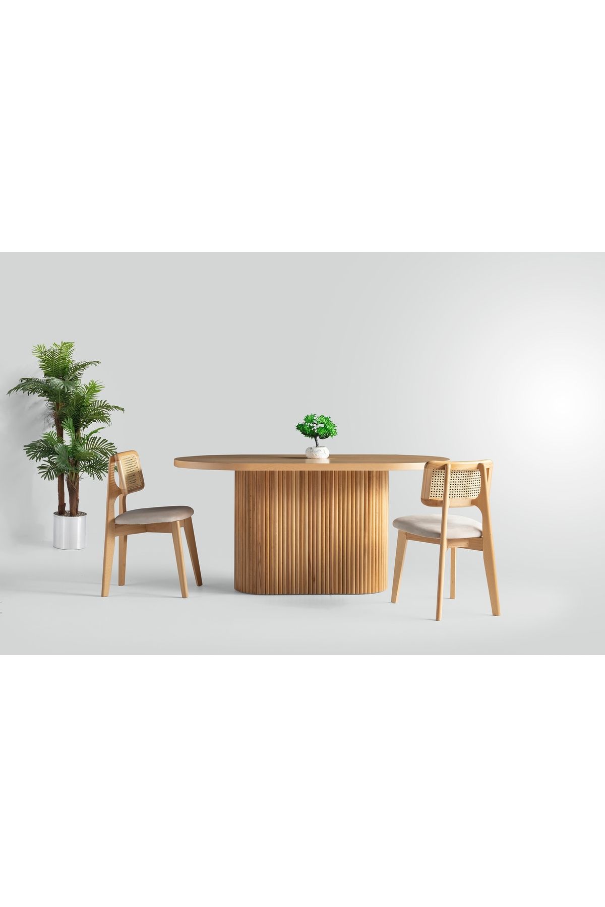 Gazzini Furniture Terra Oval Natural Ahşap Bohem Masa 80x160