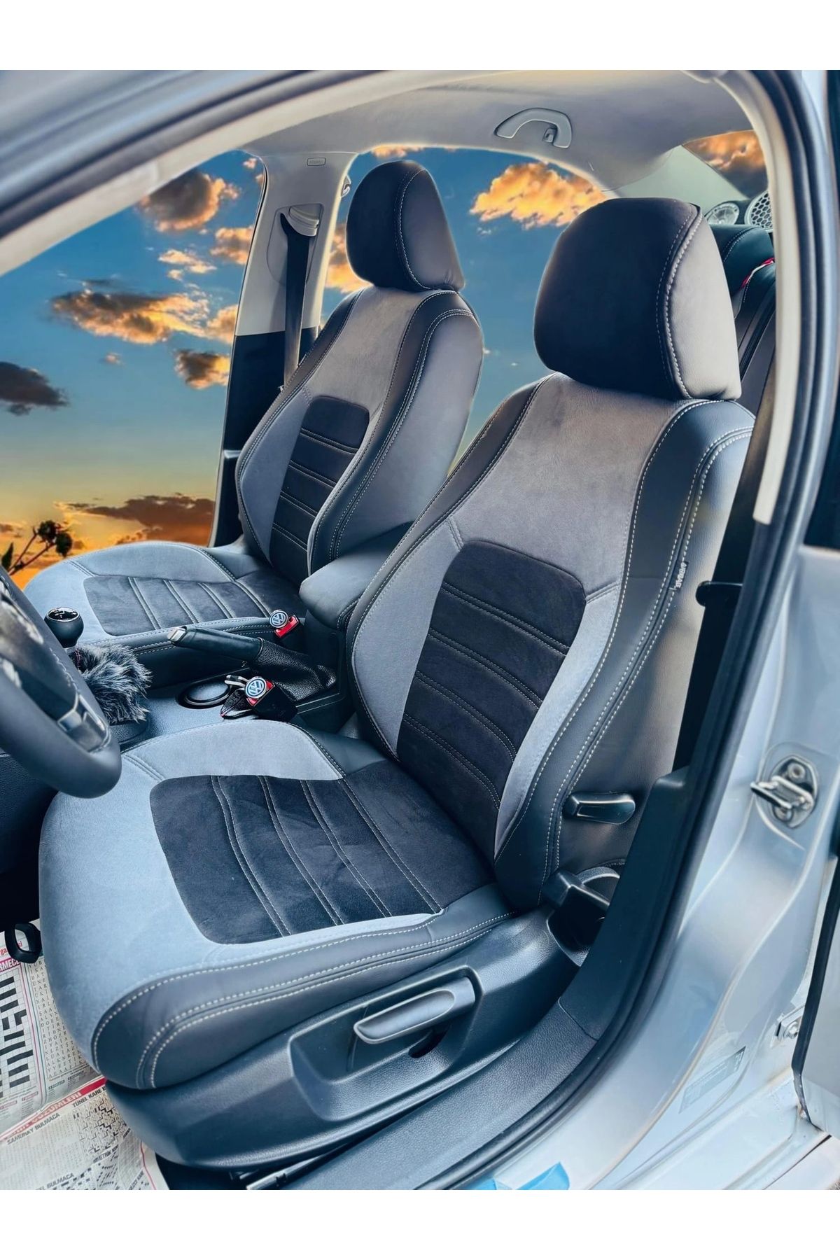 Dağ Oto Giyim VOLKSWAGEN JETTA- ORTA K GRİ TAYTÜYÜ- KENAR 900 SİYAH DERİ