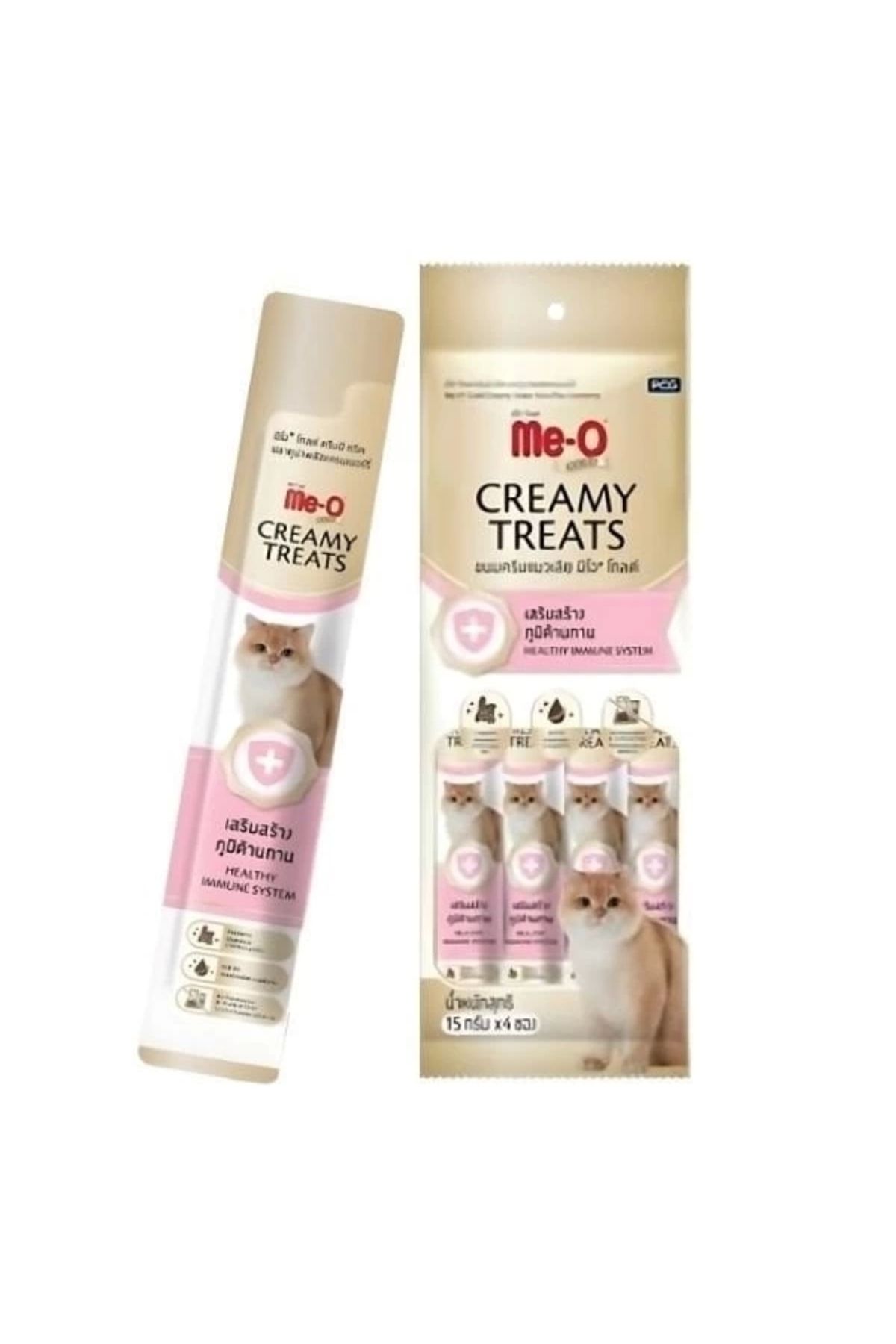 Generic Me-O Gold Creamy Ton Balıklı ve Turna Yemişli Sıvı Kedi Ödül Maması 4 Adet 15 Gr