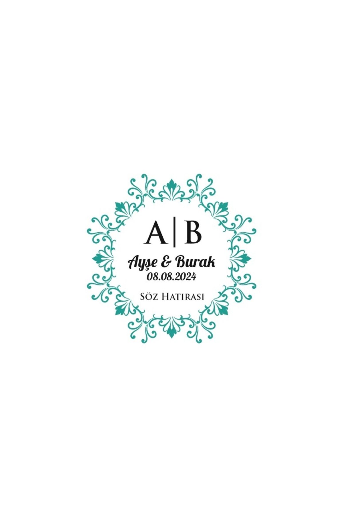Reysa Tasarım Kare Çerçeveli İç Yuvarlak Mühür Kına Nişan Düğün 3x3 cm özel etiket / 50 adet sticker