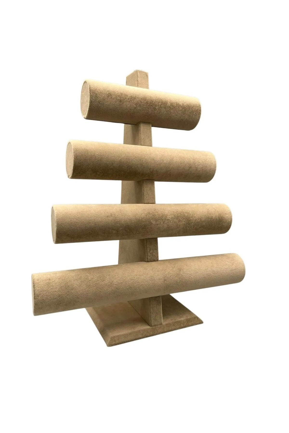 DEKORANLA Süet Kumaş Bileklik Ve Saat Sergileme Standı, 38/34 Cm, Dört Kademeli