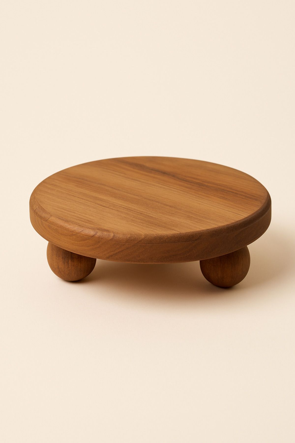Mirilliahome 15 cm Yuvarlak Ahşap Servis Tahtası – Top Ayaklı Kayın Sunum Standı