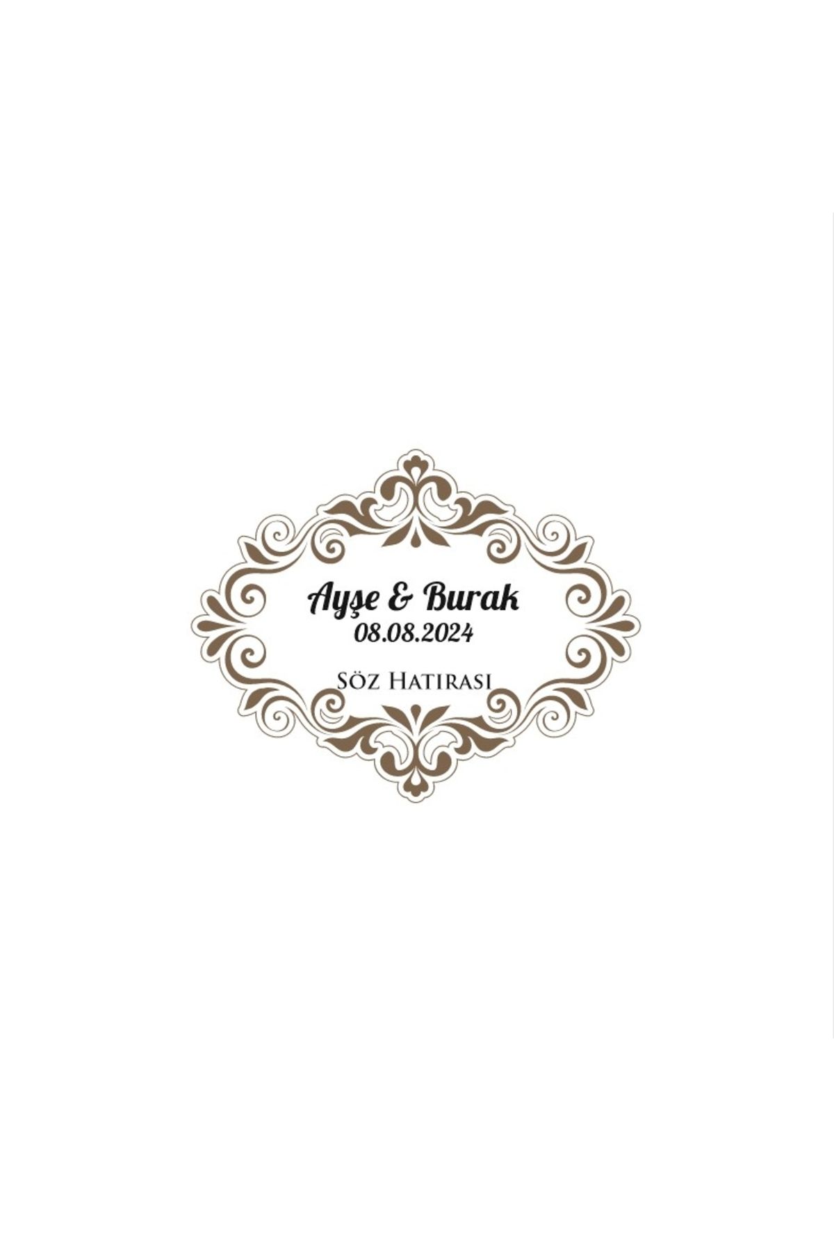Reysa Tasarım Çift Kenarlı Kare Mühür Kına Nişan Düğün 3x3 cm özel etiket / 50 adet sticker