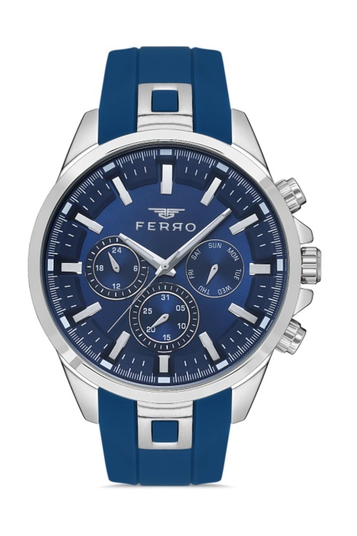 FERRO FM11379DWT-L3 Quartz Silikon Lacivert 46 mm Erkek Kol Saati