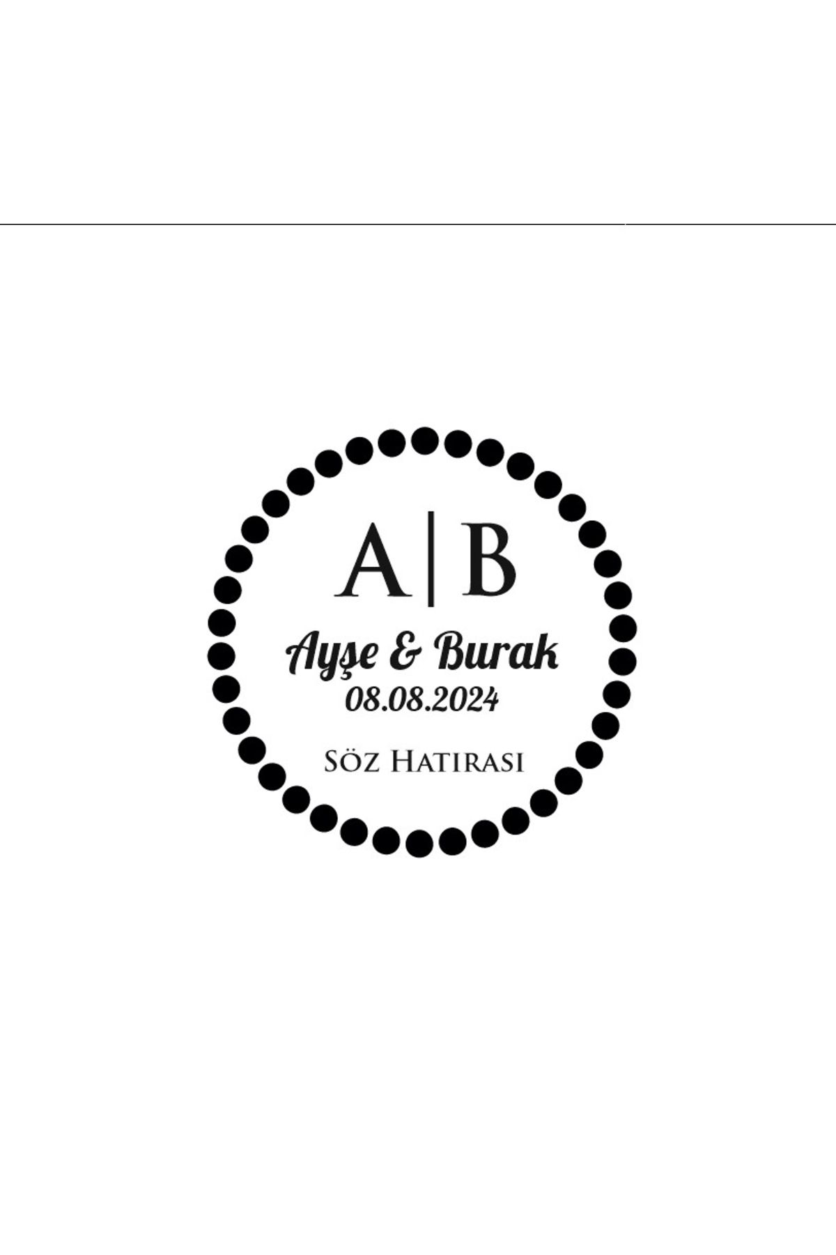 Reysa Tasarım Dolu Halkalı Çerçeveli Yuvarlak Mühür Kına Nişan Düğün 3x3 cm özel etiket / 50 adet sticker