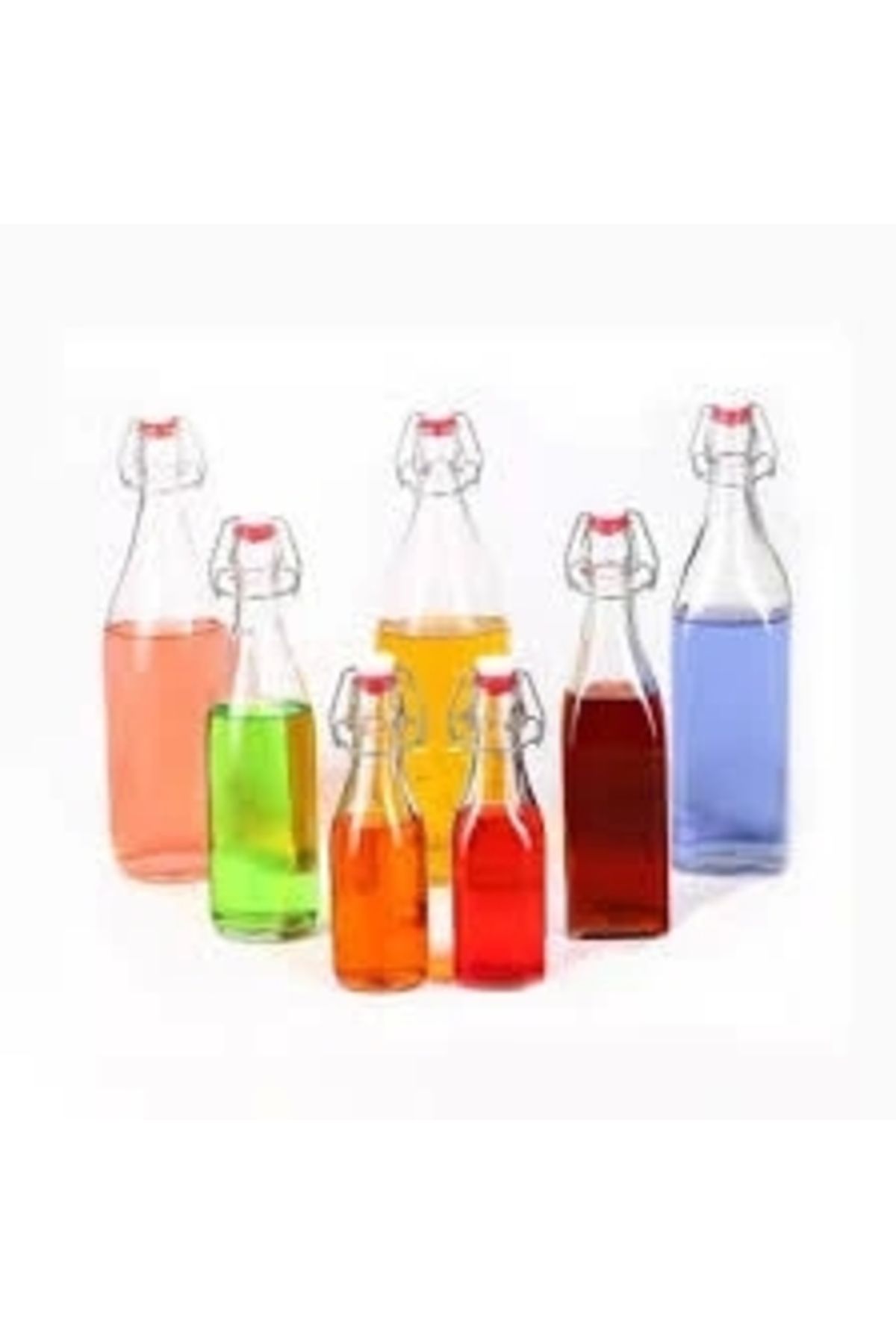 shopwave 1 Litre Klips Kapaklı Renkli Cam Su Şişesi