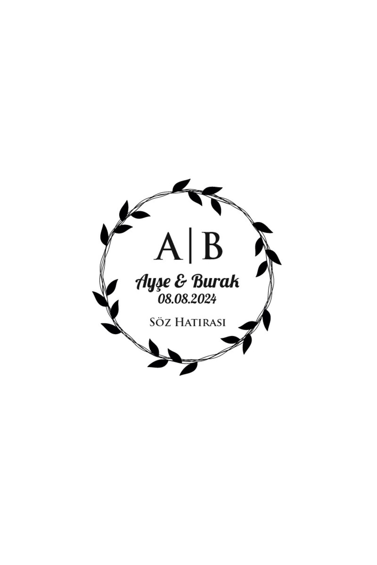 Reysa Tasarım Sargılı Yapraklı Çelenk Mühür Kına Nişan Düğün 3x3 cm özel etiket / 50 adet sticker