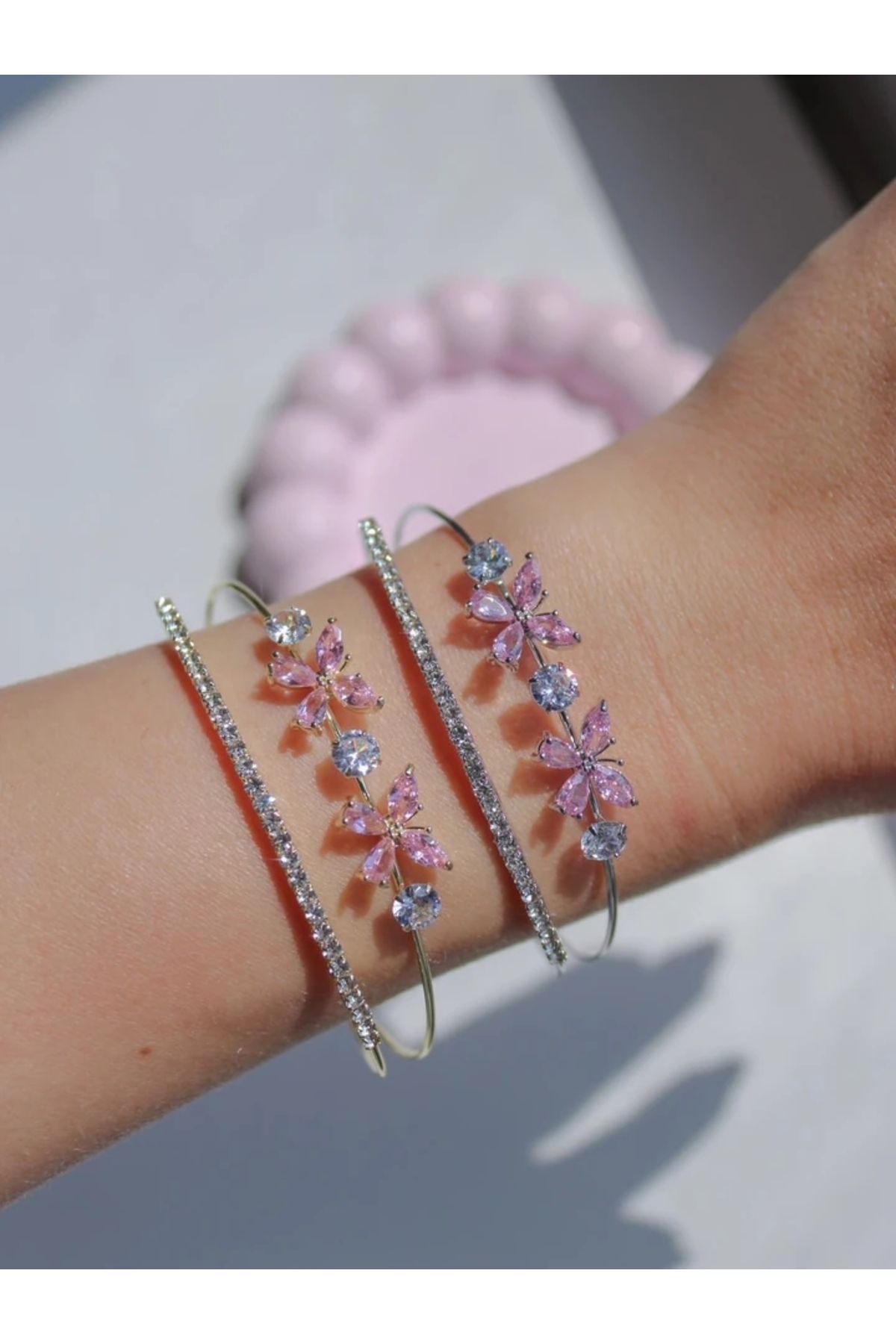 Reorah Collection Pink Butterfly Shine Bileklik