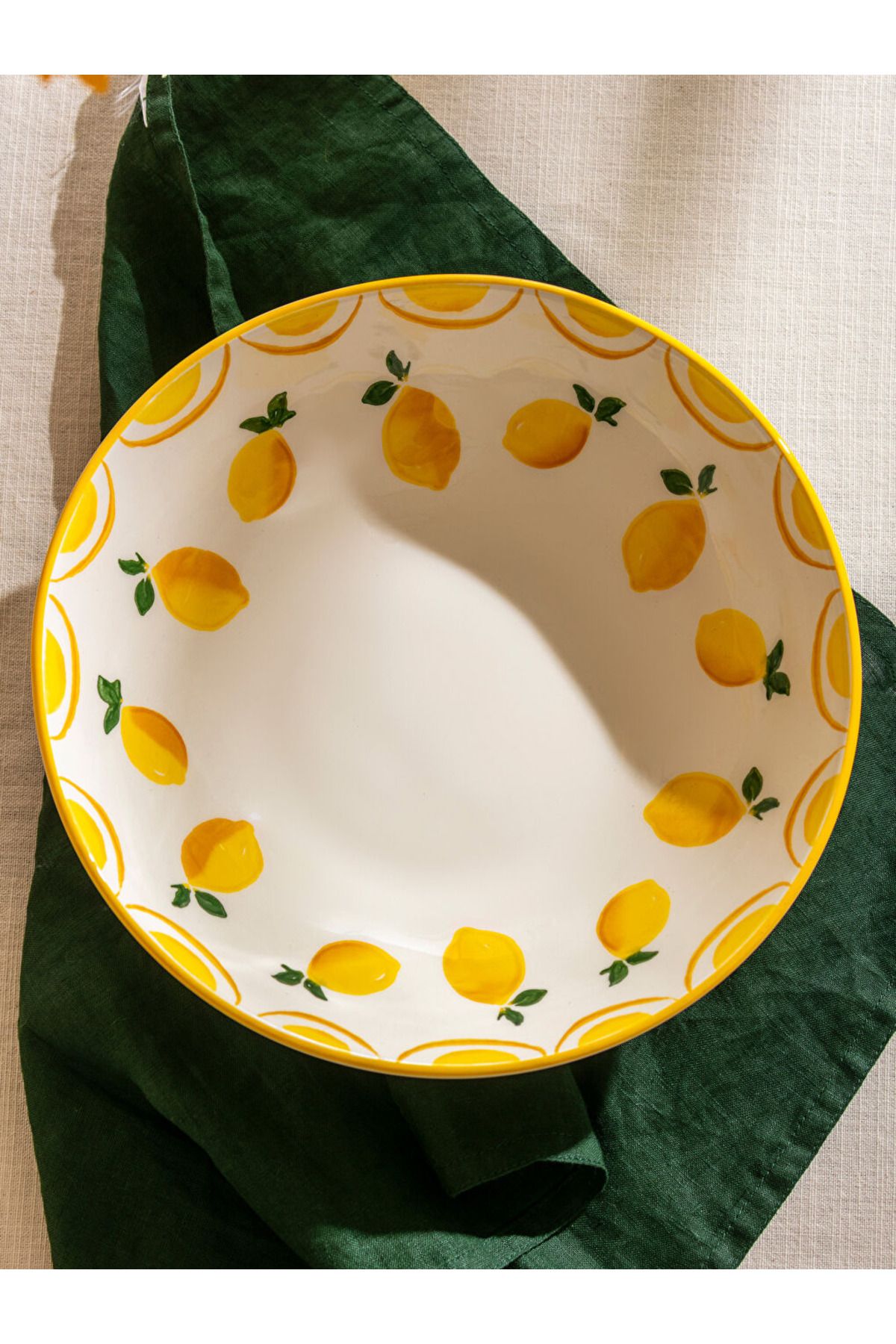 LC Waikiki Sari Limon Baskılı Seramik Salata Kasesi 25 cm
