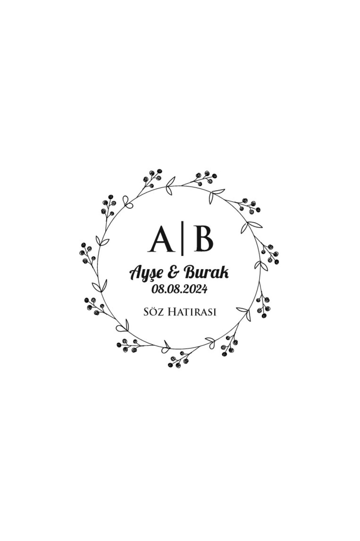 Reysa Tasarım Şık Kenarlı Dikdörtgen Mühür Kına Nişan Düğün 3x3 cm özel etiket / 50 adet sticker