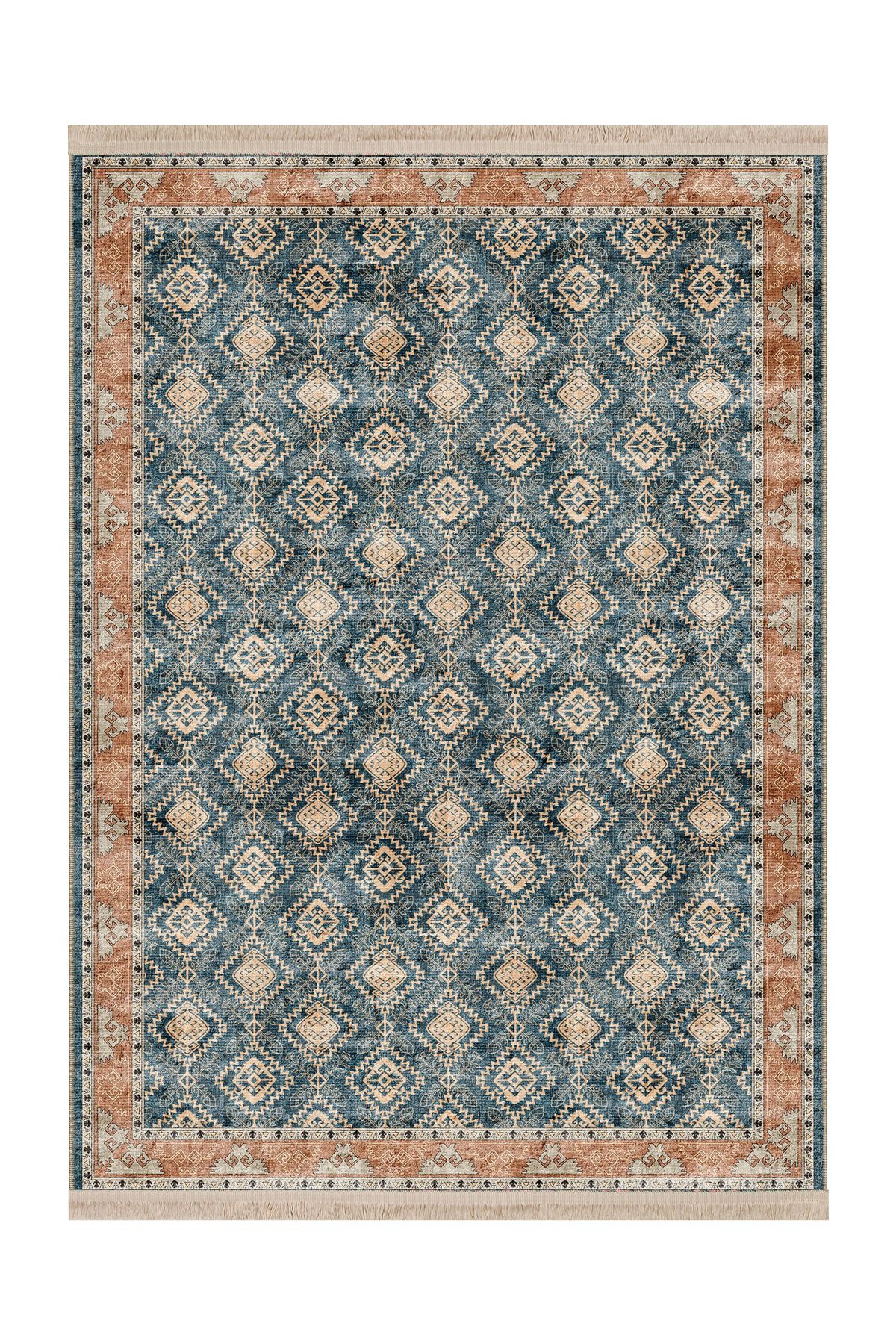 Rugs Modern Halı Mottos Koleksiyonu Eskitme Görünümlü Etnik Desenli Dokuma Taban Dekoratif Halı mottos15