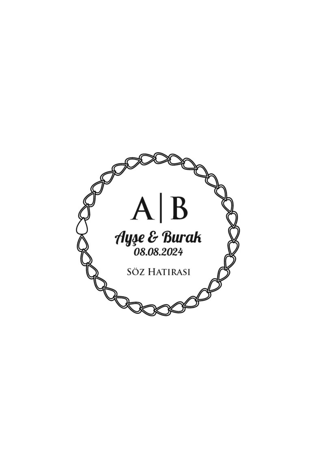 Reysa Tasarım Düz Kenarlı Yuvarlak Mühür Kına Nişan Düğün 3x3 cm özel etiket / 50 adet sticker