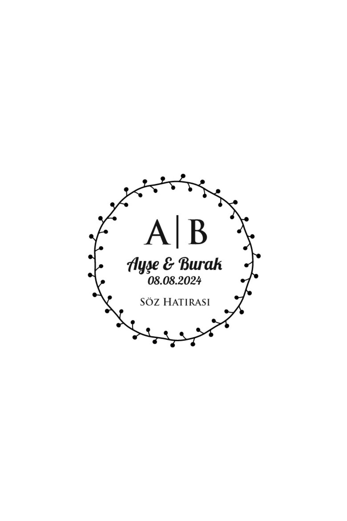Reysa Tasarım Sık Dal ve Meyveli Yuvarlak Mühür Kına Nişan Düğün 3x3 cm özel etiket / 50 adet sticker
