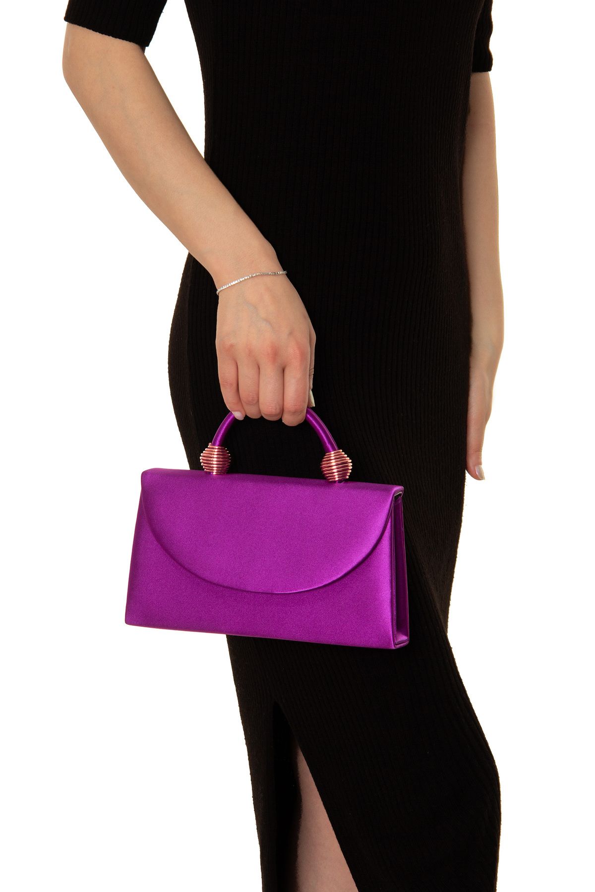 Çantartika VIOLET - Şıklığını Taçlandıracak Saten Abiye Çanta - Gecene Işıltı Kat