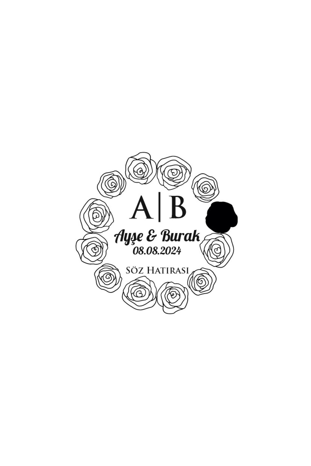 Reysa Tasarım Güllü Çelenk Mühür Kına Nişan Düğün 3x3 cm özel etiket / 50 adet sticker