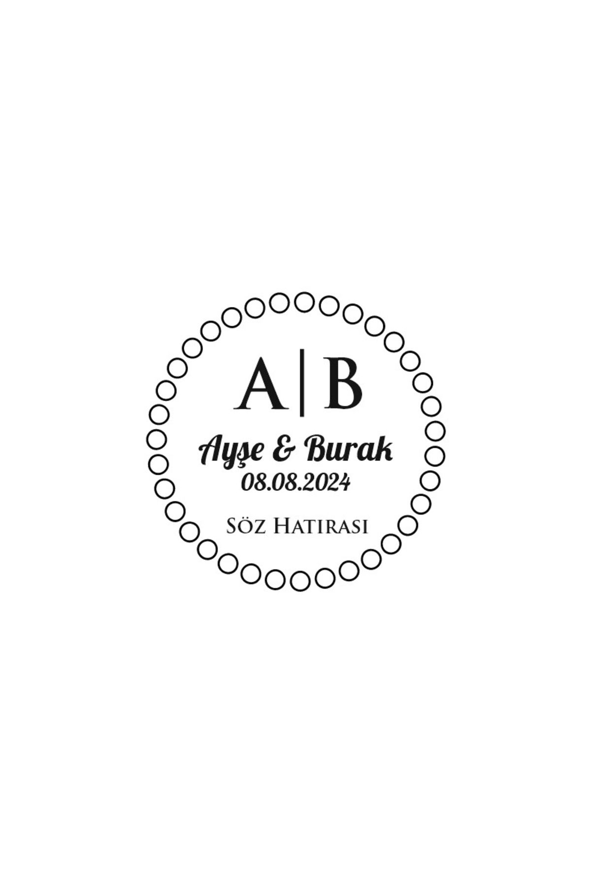 Reysa Tasarım Halkalı Çerçeveli Yuvarlak Mühür Kına Nişan Düğün 3x3 cm özel etiket / 50 adet sticker