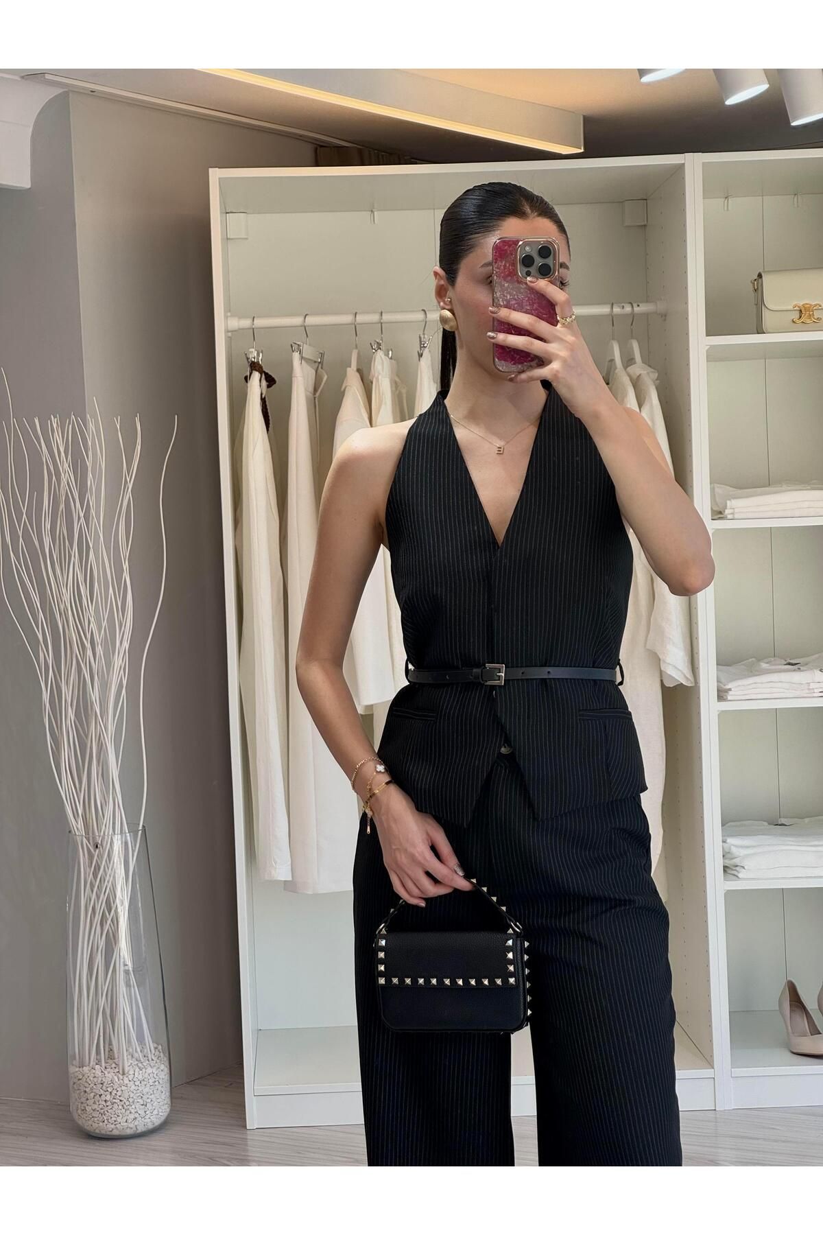 LUUNA STORE Yelek Pantolon Takım Çizgili