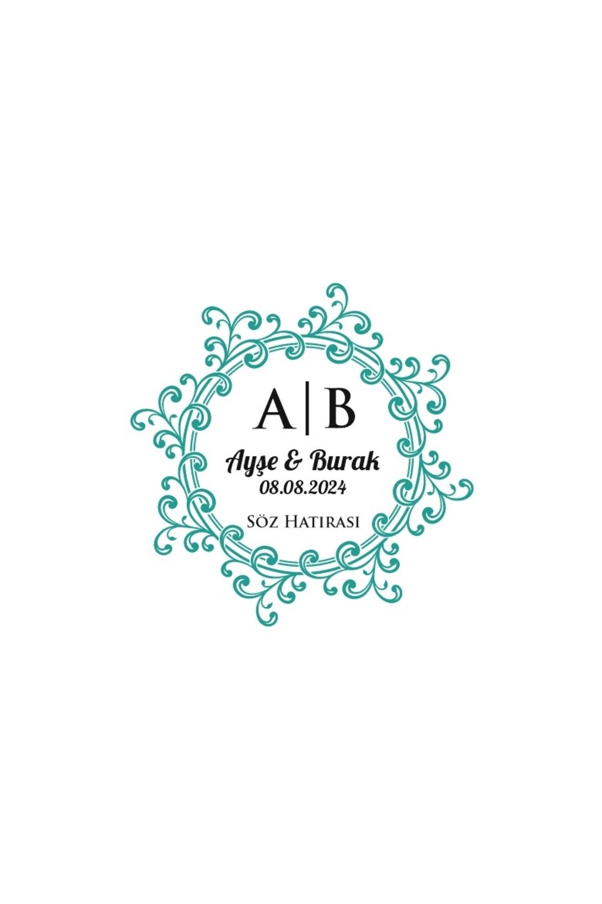 Reysa Tasarım Klasik Dikdörtgen Mühür Kına Nişan Düğün 3x3 cm özel etiket / 50 adet sticker