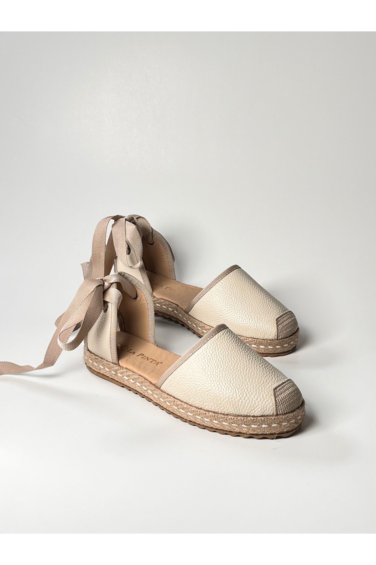 futsi shoes Bilekten Bağlamalı Deri Espadril Babet