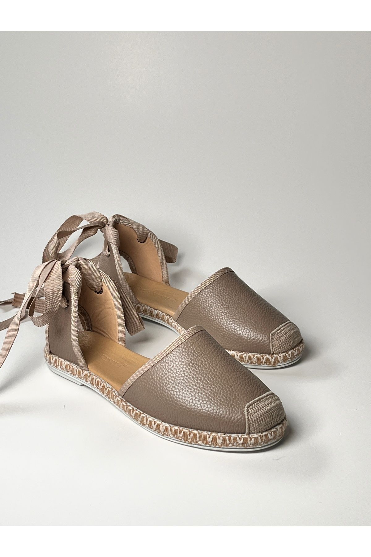 futsi shoes Bilekten Bağlamalı Deri Espadril Babet