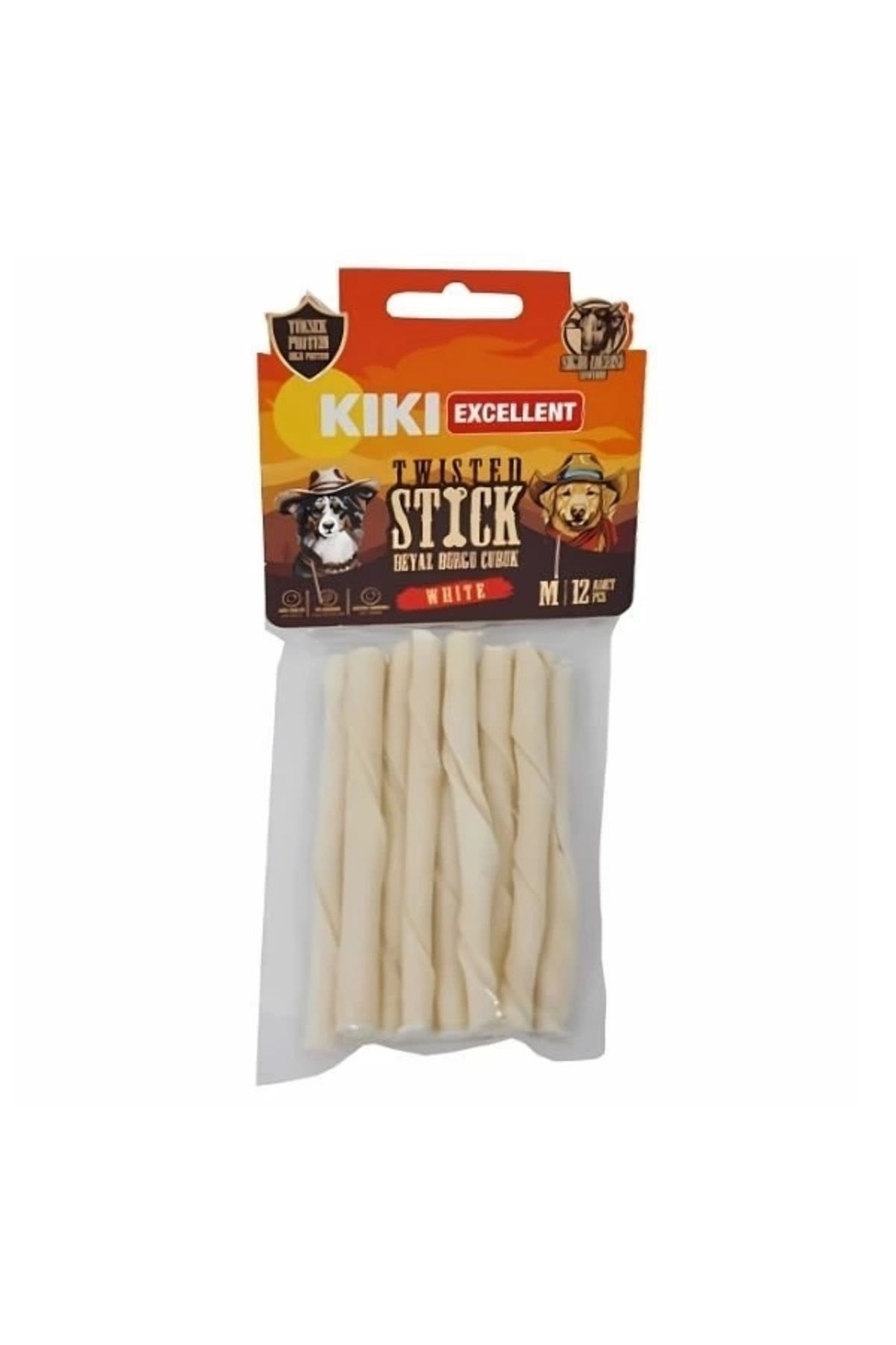 Generic Kiki Excellent Sığır Derisinden Beyaz Burgu Çubuk Kemik Köpek Ödülü 12 Adet