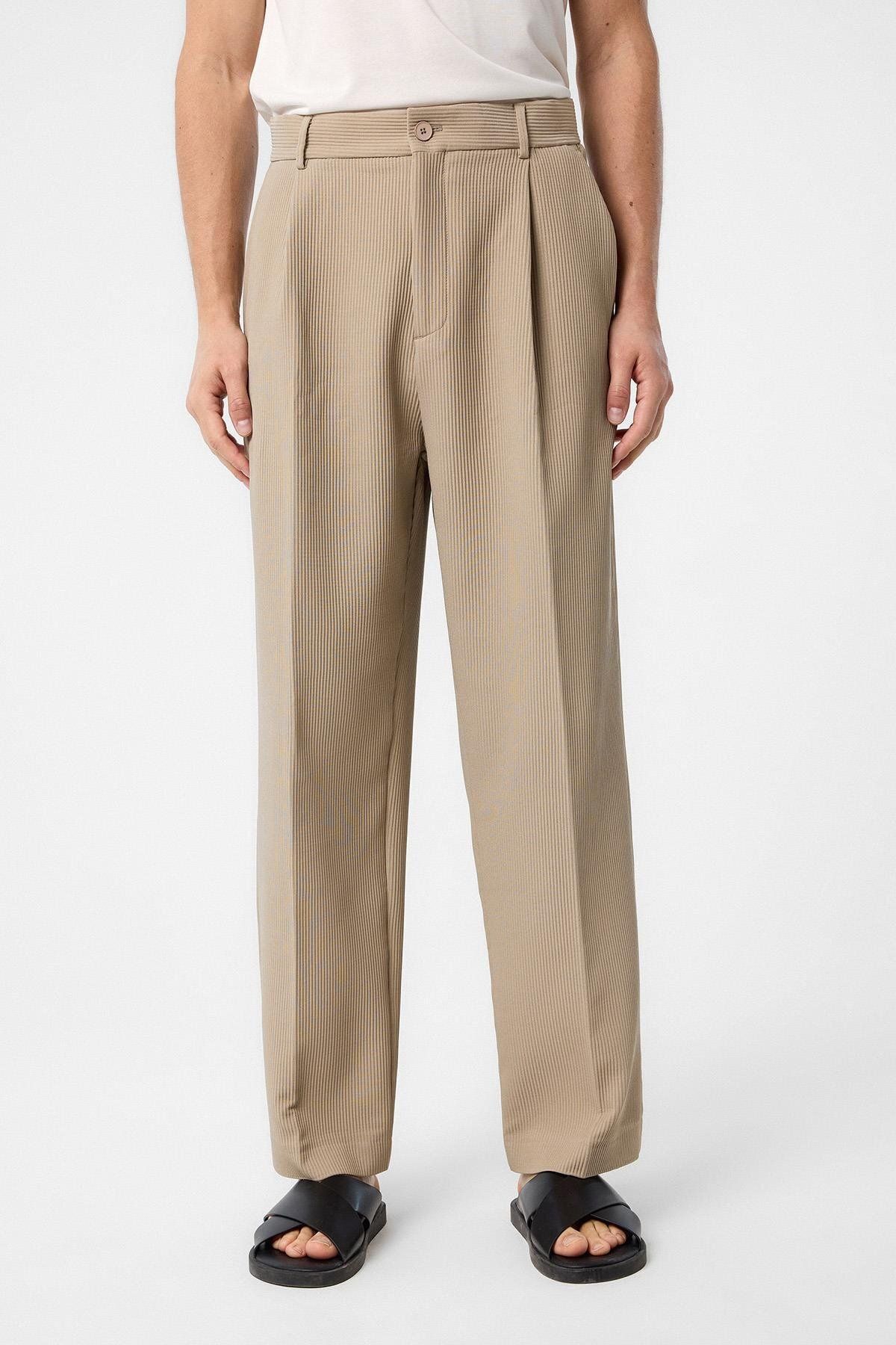 Antioch Bej Baggy Fitilli Erkek Pantolon