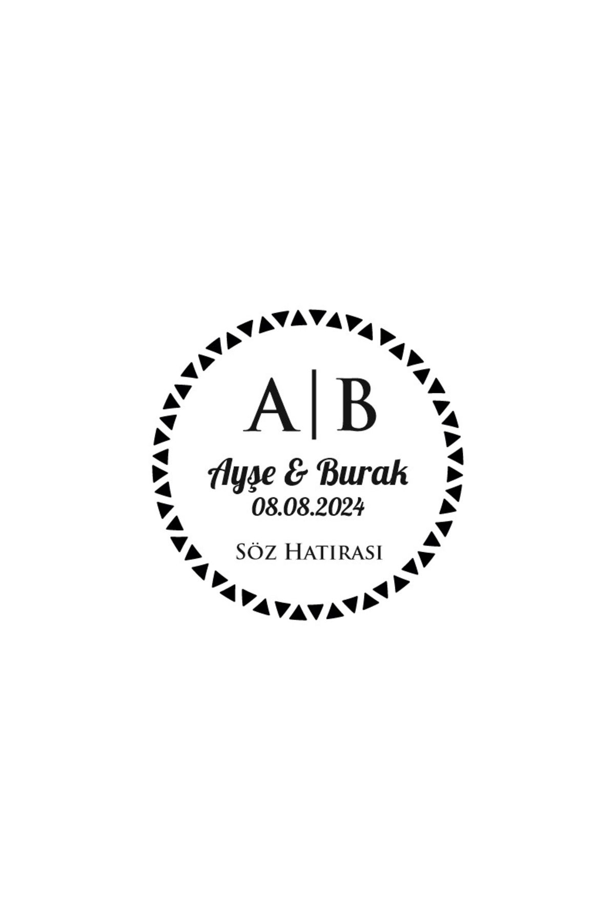 Reysa Tasarım Üçgen Desenli Yuvarlak Mühür Kına Nişan Düğün 3x3 cm özel etiket / 50 adet sticker