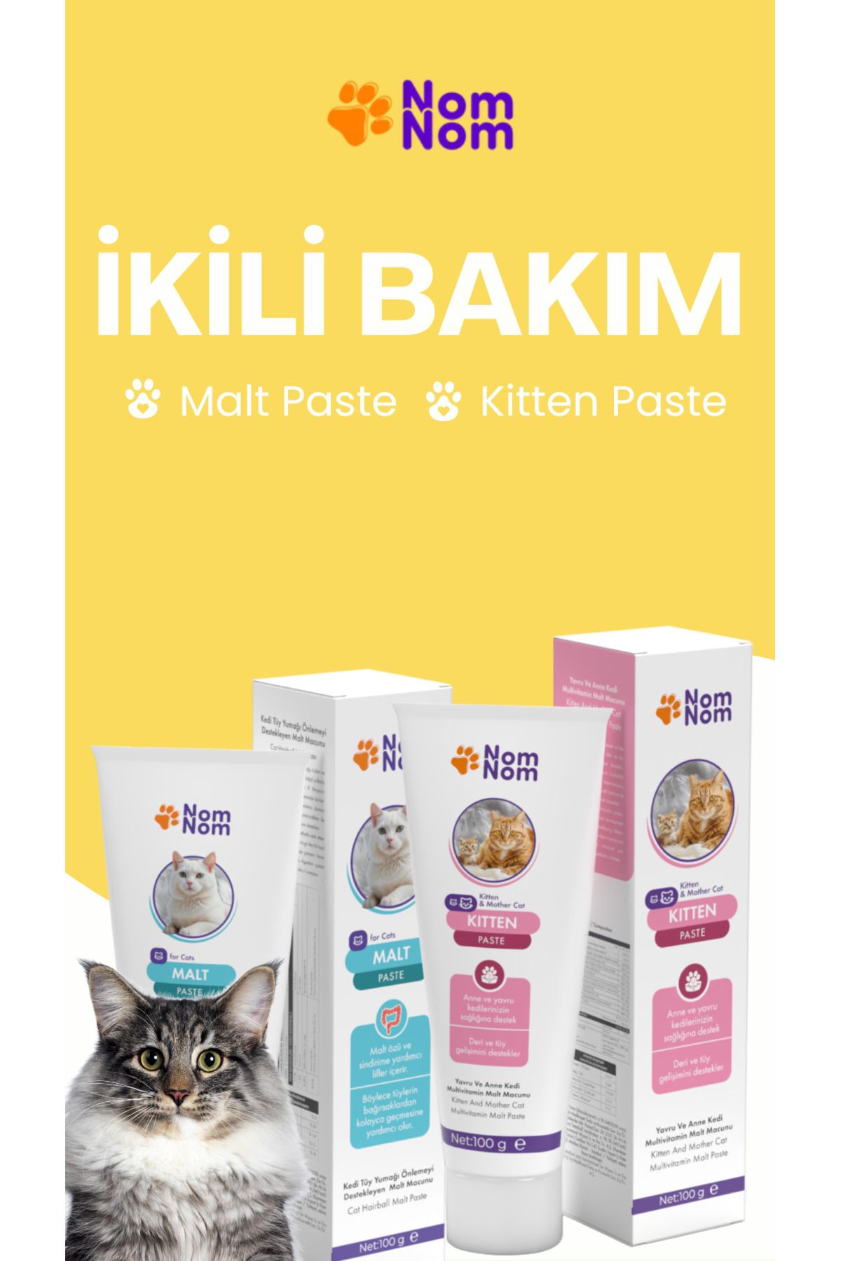 NomNom İkili Bakım Seti Malt Paste + Kitten Paste