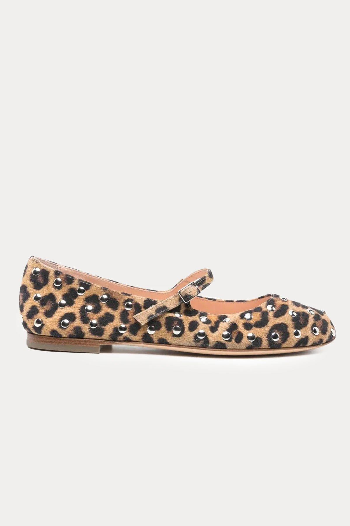 AGL Milly Strap Troklu Leopar Desenli Süet Babet Ayakkabı