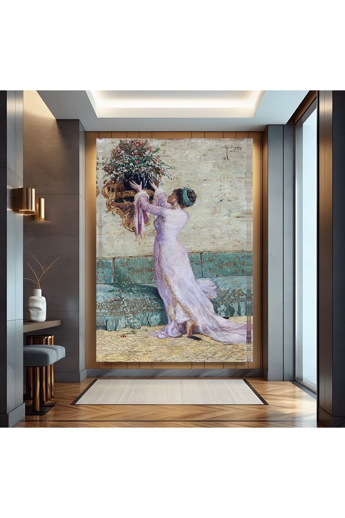 EMYA HOME Osman Hamdi Bey - Vazo Yerleştiren Kadın Kanvas Tablo